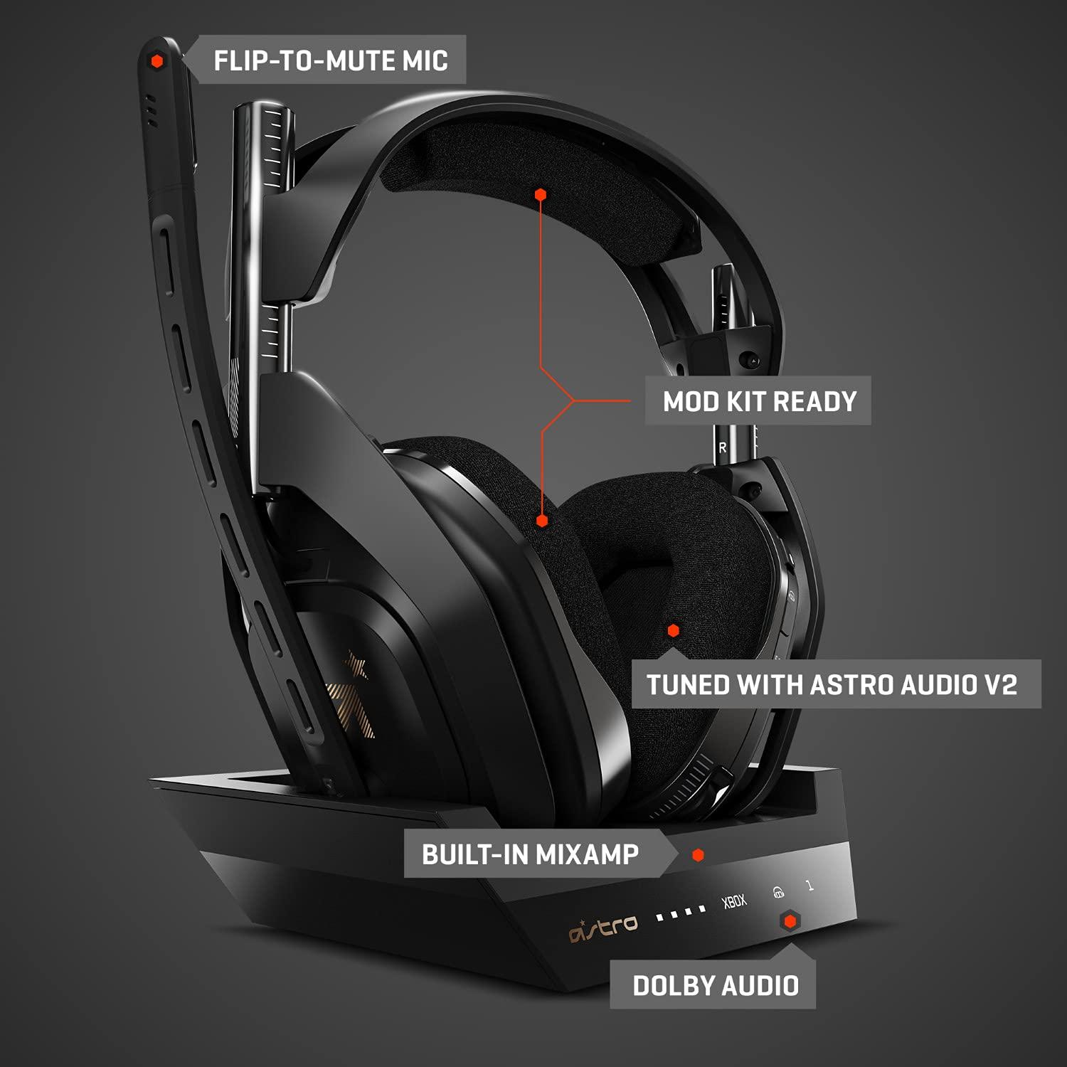 imageASTRO Gaming A50 Wireless Headset  Base Station Gen 4  Compatible With PS5 PS4 PC Mac  BlackSilverXbox Series XS  Xbox One  PC