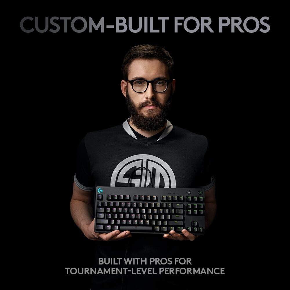 imageLogitech G PRO Mechanical Gaming Keyboard Ultra Portable Tenkeyless Design Detachable Micro USB Cable 168 Million Color LIGHTSYNC RGB Backlit Keys