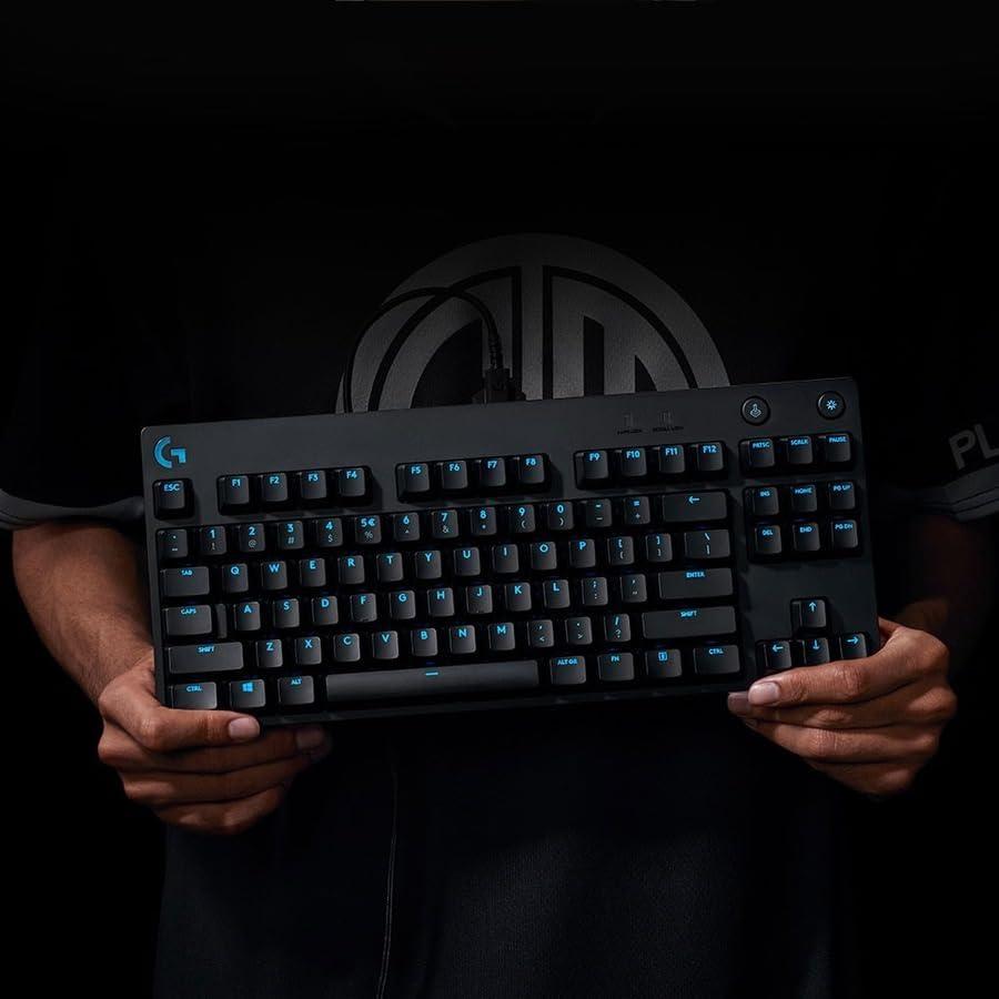 imageLogitech G PRO Mechanical Gaming Keyboard Ultra Portable Tenkeyless Design Detachable Micro USB Cable 168 Million Color LIGHTSYNC RGB Backlit Keys
