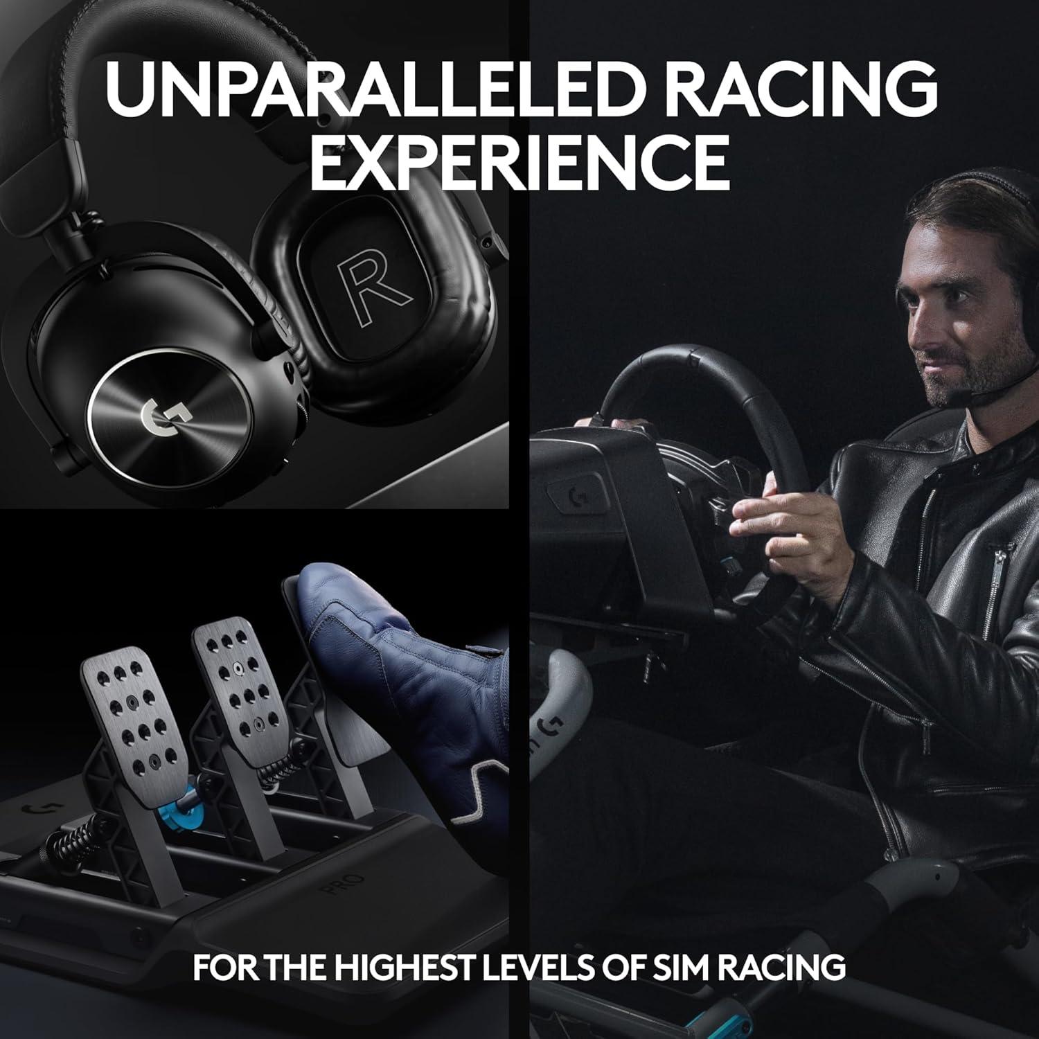 imageLogitech G PRO Racing Wheel Direct Drive PRO Racing Pedals Load Cell Brake PRO X 2 LIGHTSPEED Wireless Headset  For PC BlackWheel  Pedal  Headset
