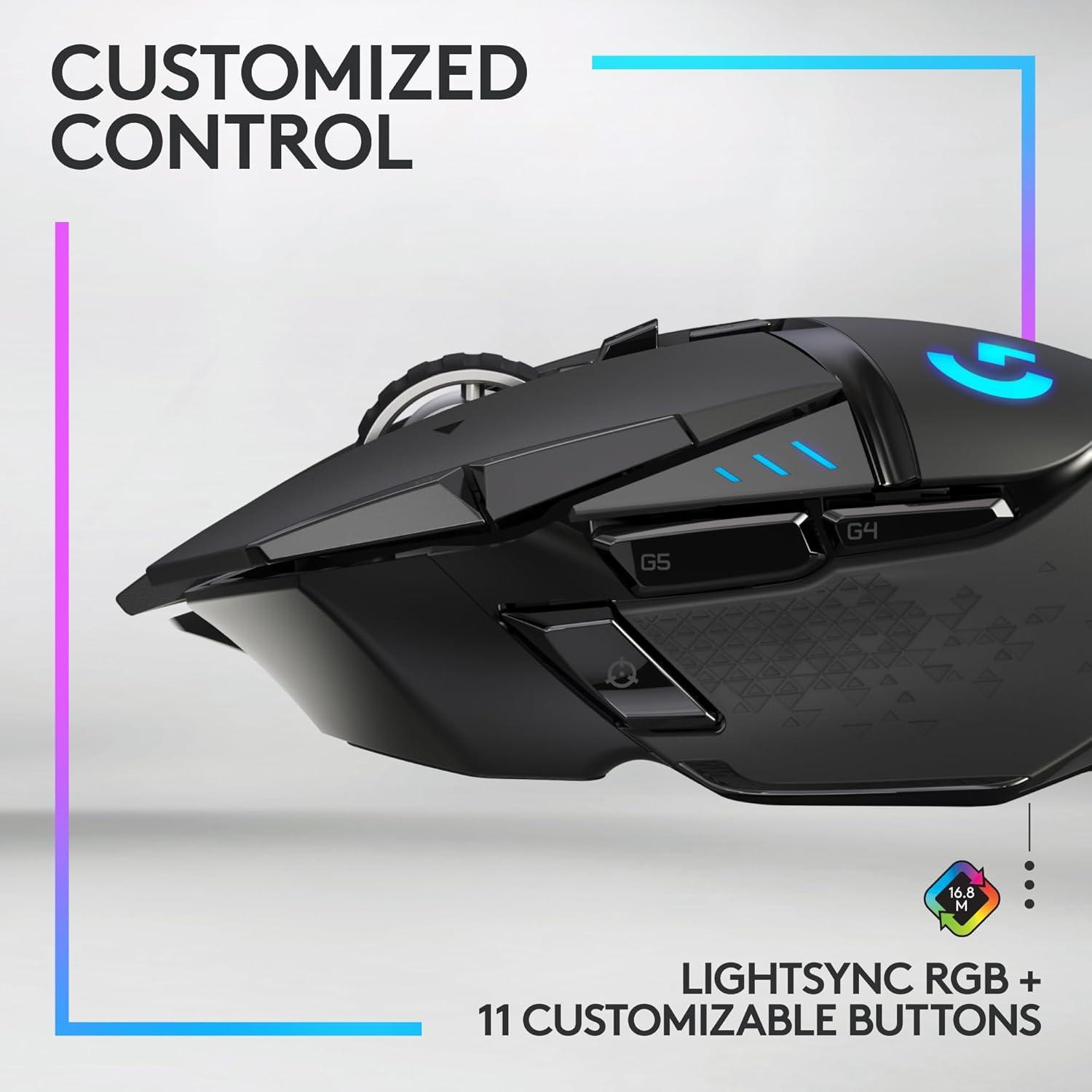 imageLogitech G502 Lightspeed Wireless RGB Gaming Mouse and POWERPLAY Charging System  Optical Mouse 25K DPI  Charging Pad for PCLaptopsBlack