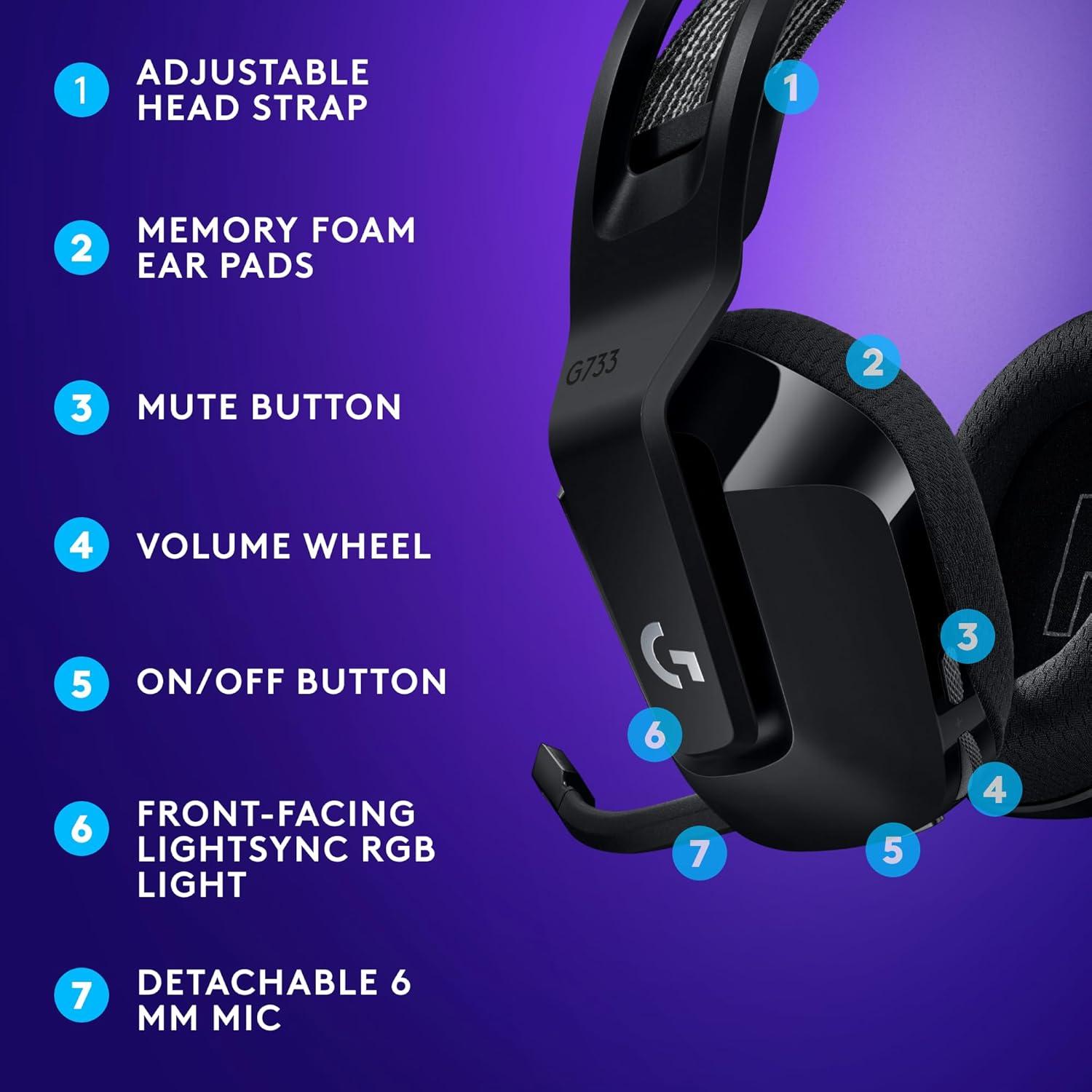 imageLogitech G733 Lightspeed Wireless Gaming Headset Yeti GX Dynamic RGB Gaming Microphone with LIGHTSYNC USB  BlackBlack