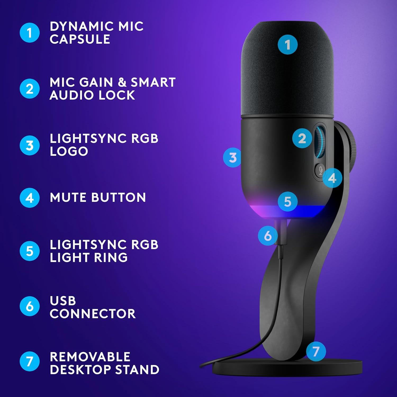 imageLogitech G733 Lightspeed Wireless Gaming Headset Yeti GX Dynamic RGB Gaming Microphone with LIGHTSYNC USB  BlackBlack