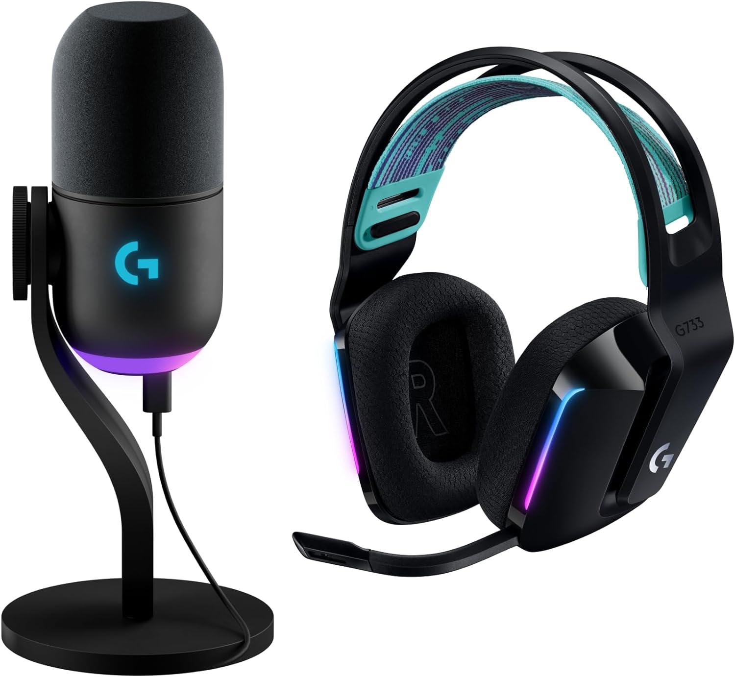imageLogitech G733 Lightspeed Wireless Gaming Headset Yeti GX Dynamic RGB Gaming Microphone with LIGHTSYNC USB  BlackBlack
