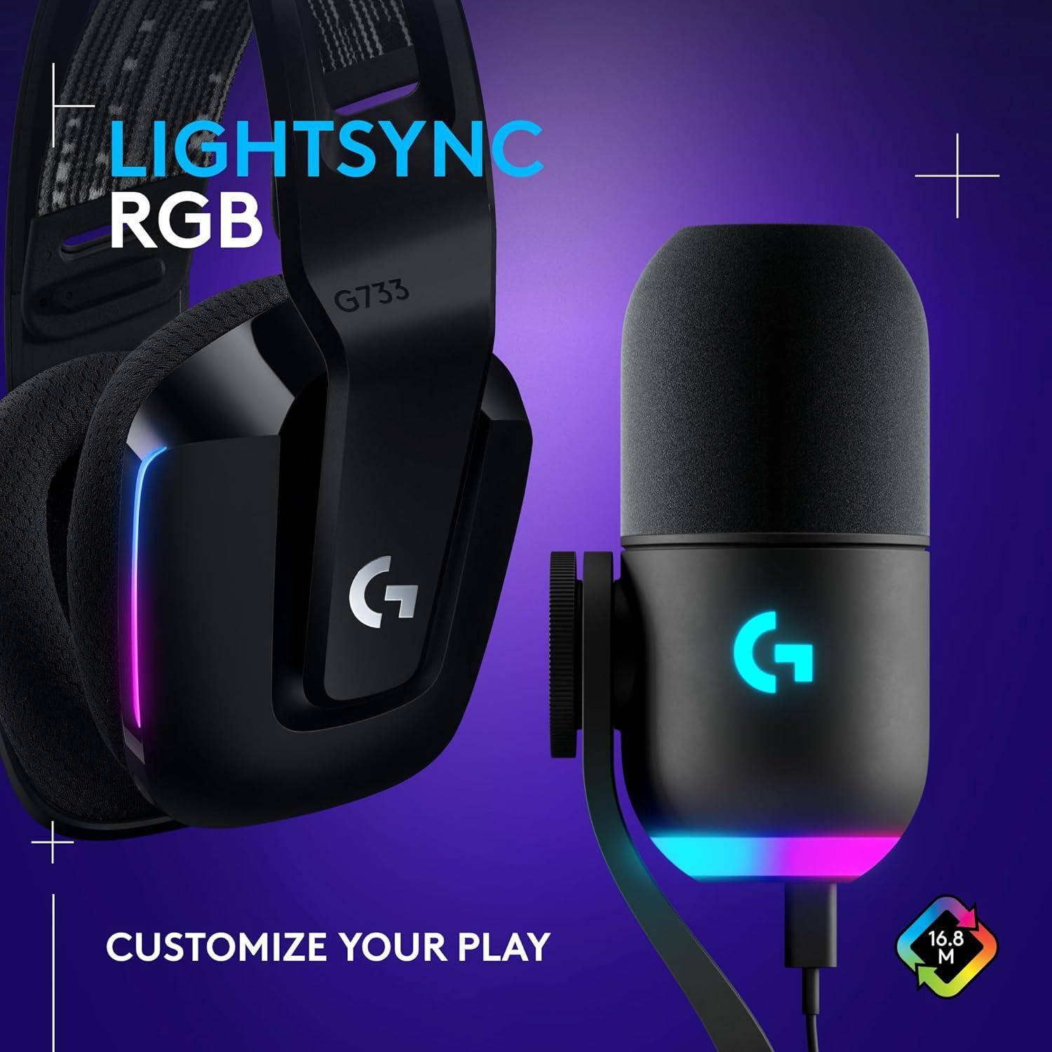 imageLogitech G733 Lightspeed Wireless Gaming Headset Yeti GX Dynamic RGB Gaming Microphone with LIGHTSYNC USB  BlackBlack