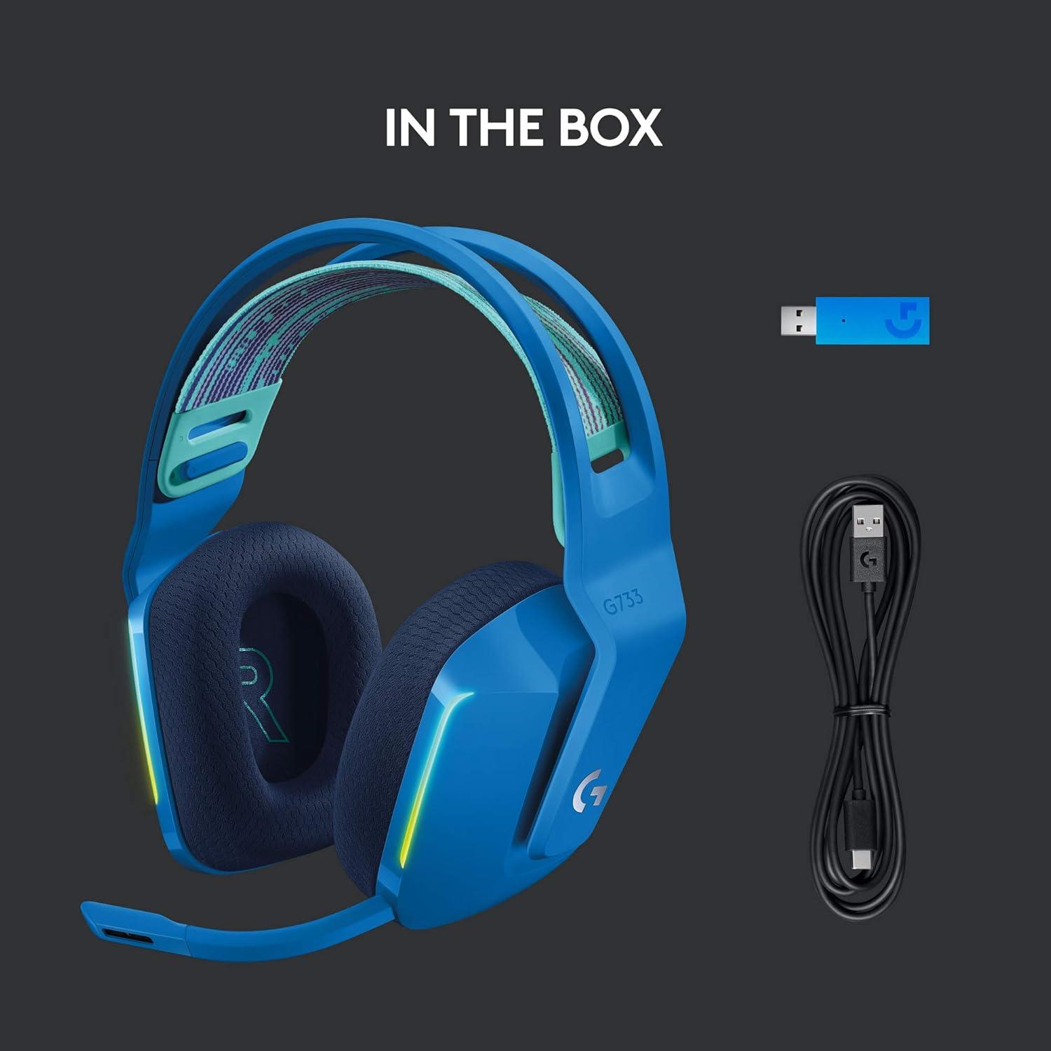 imageLogitech G733 Lightspeed Wireless Gaming Headset Yeti GX Dynamic RGB Gaming Microphone with LIGHTSYNC USB  BlackBlue