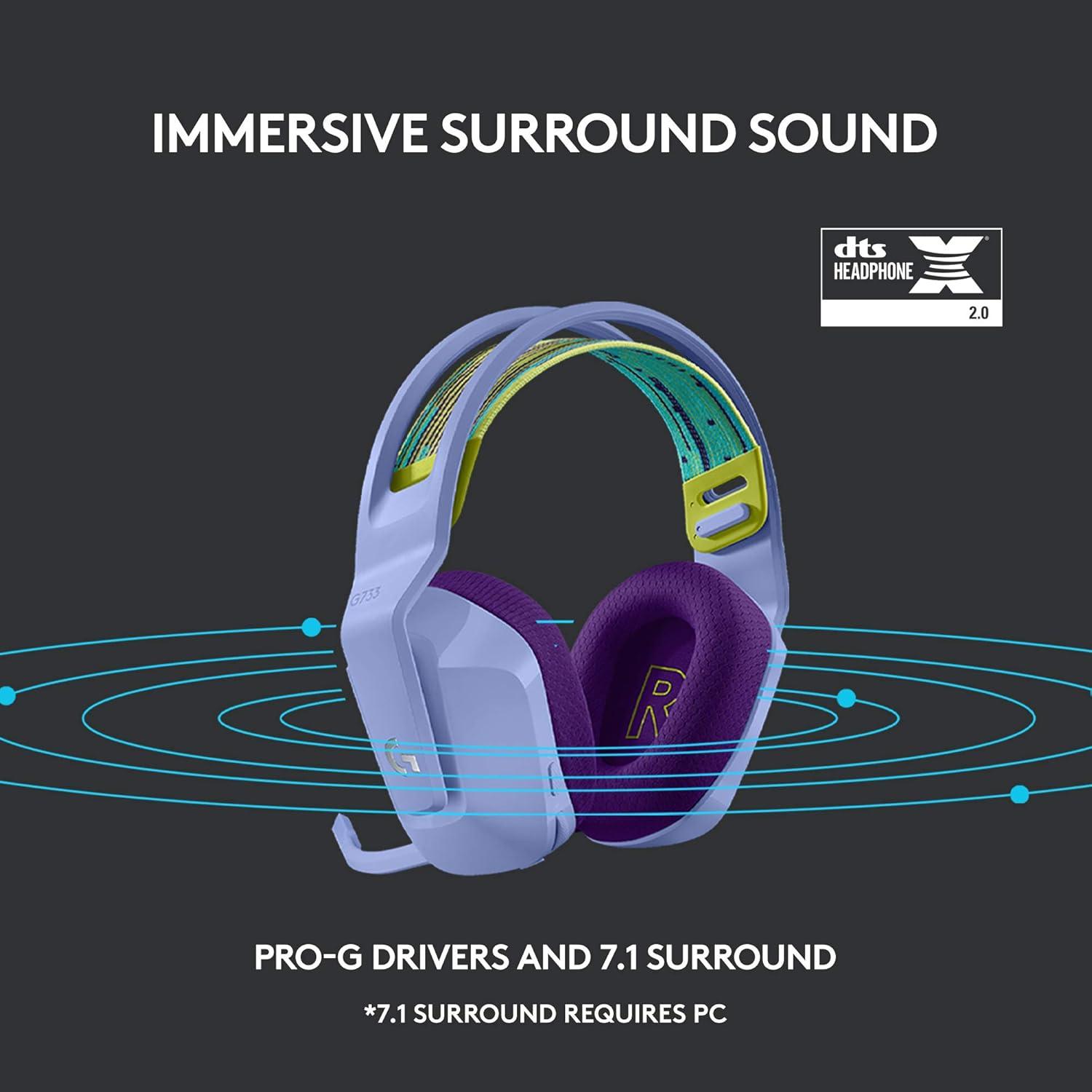 imageLogitech G733 Lightspeed Wireless Gaming Headset Yeti GX Dynamic RGB Gaming Microphone with LIGHTSYNC USB  BlackLilac