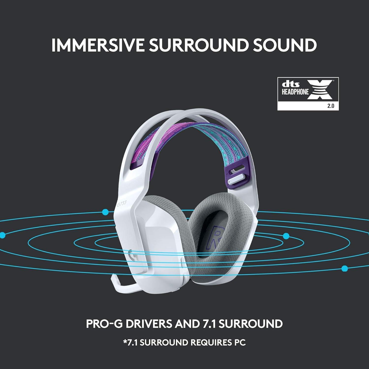 imageLogitech G733 Lightspeed Wireless Gaming Headset Yeti GX Dynamic RGB Gaming Microphone with LIGHTSYNC USB  BlackWhite