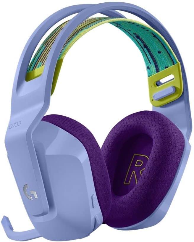 imageLogitech G733 Lightspeed Wireless Gaming Headset with Suspension Headband LIGHTSYNC RGB Blue VOCE mic Technology and PROG Audio Drivers Lightweight 29 Hour Battery Life 20m Range  BlackLilac