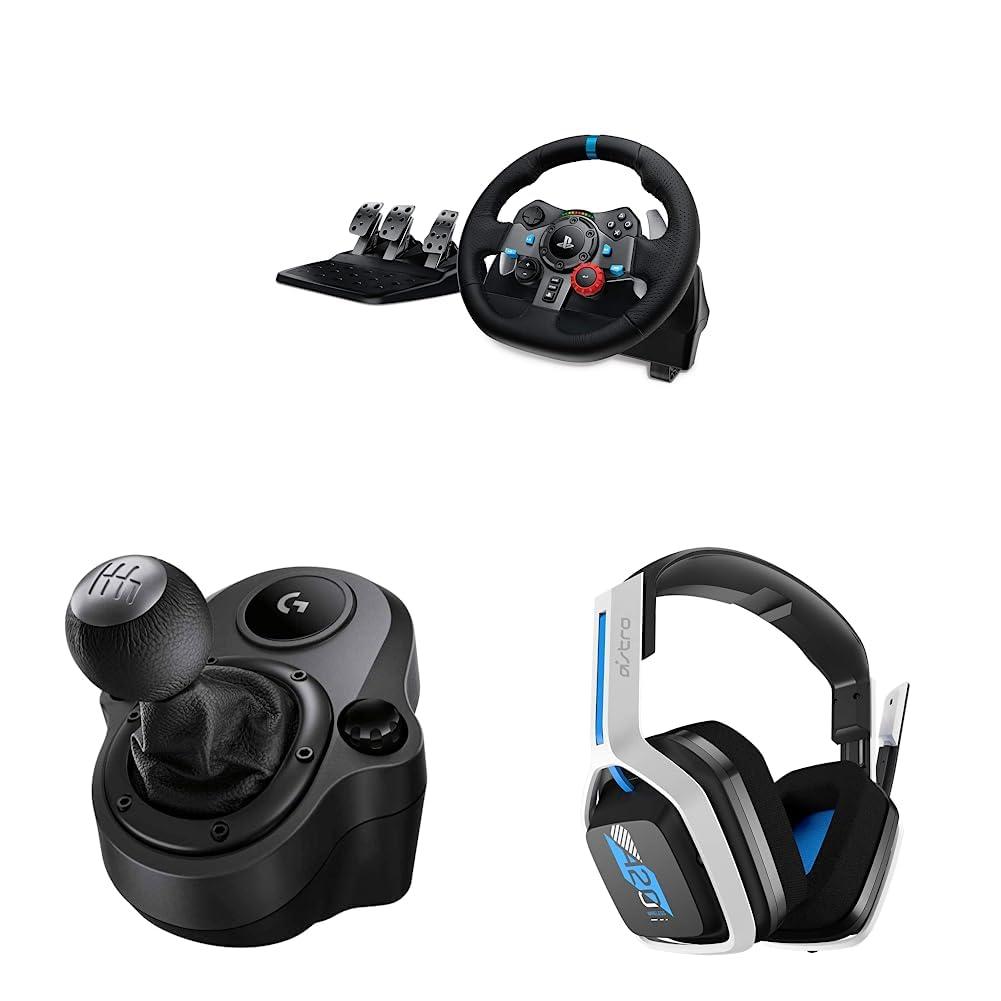 imageLogitech G920 Driving Force Racing Wheel  Floor Pedals  Driving Force Shifter  A20 Wireless Gaming Headset Bundle  Xbox XSXbox OnePCPS5  PS4  PCMac