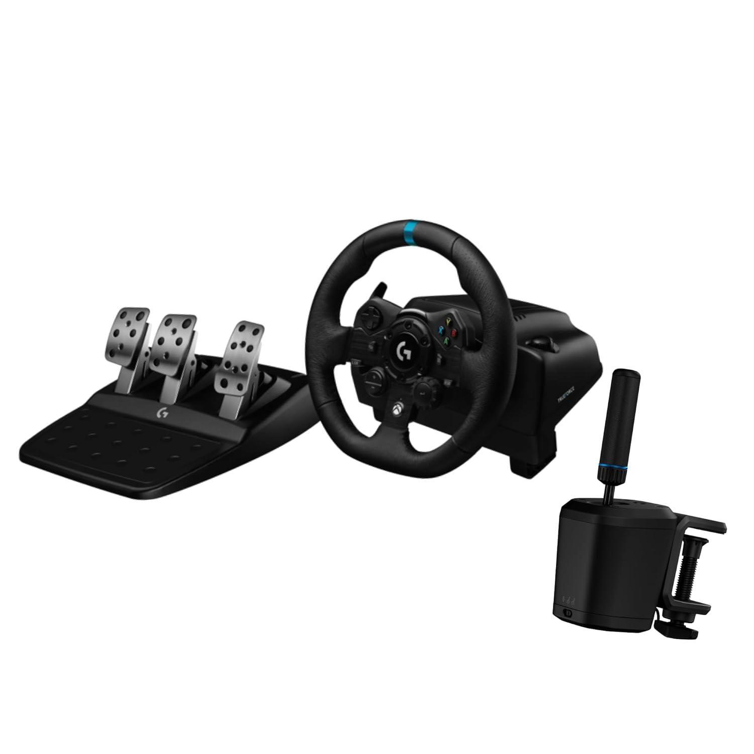 imageLogitech G923 Racing Wheel and Pedals TRUEFORCE Force Feedback  Logitech G Driving Force Shifter  Real Leather For PS5 PS4 PC Mac  BlackXboxPC