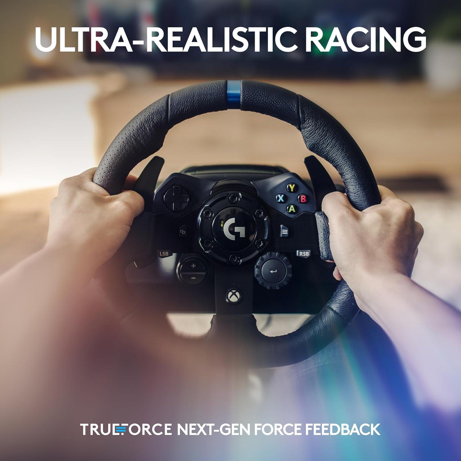 imageLogitech G923 Racing Wheel and Pedals TRUEFORCE Force Feedback  Logitech G Driving Force Shifter  Real Leather For PS5 PS4 PC Mac  BlackXboxPC