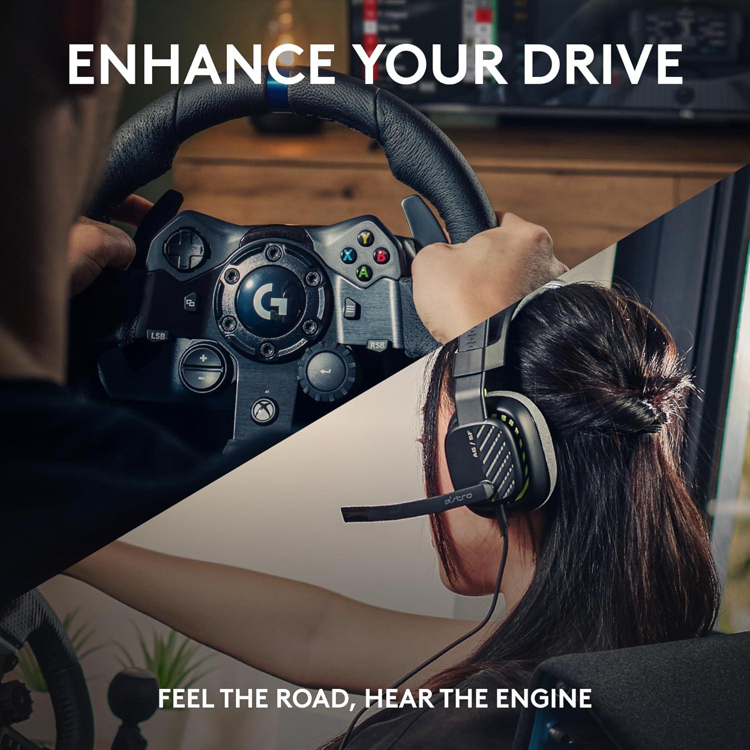imageLogitech G923 Racing Wheel and Pedals TRUEFORCE Force Feedback Real Leather  ASTRO A10 Gen 2 Wired Headset  For PS5 PS4 and PC Mac  BlackXboxPC