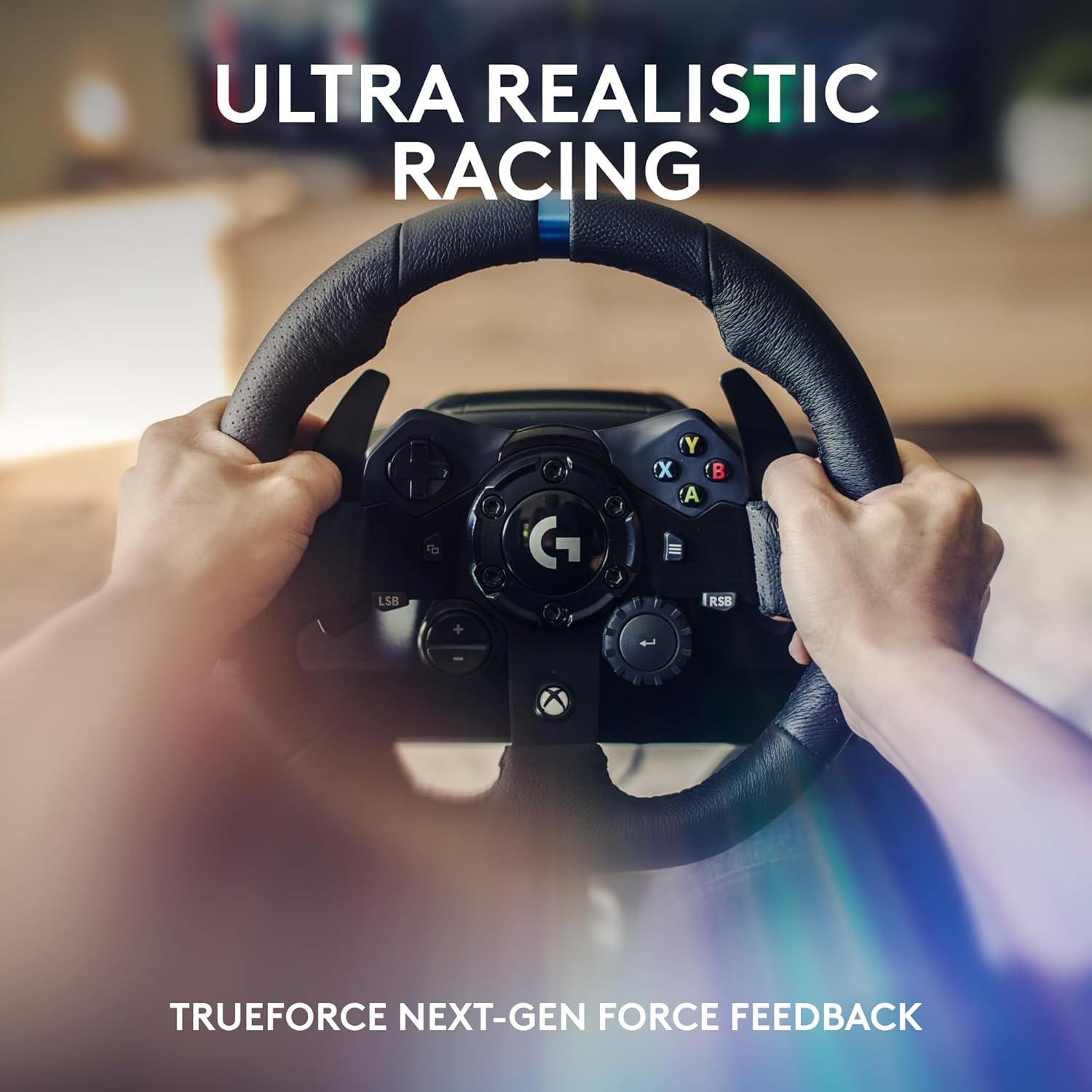 imageLogitech G923 Racing Wheel and Pedals TRUEFORCE Force Feedback Real Leather  ASTRO A10 Gen 2 Wired Headset  For PS5 PS4 and PC Mac  BlackXboxPC
