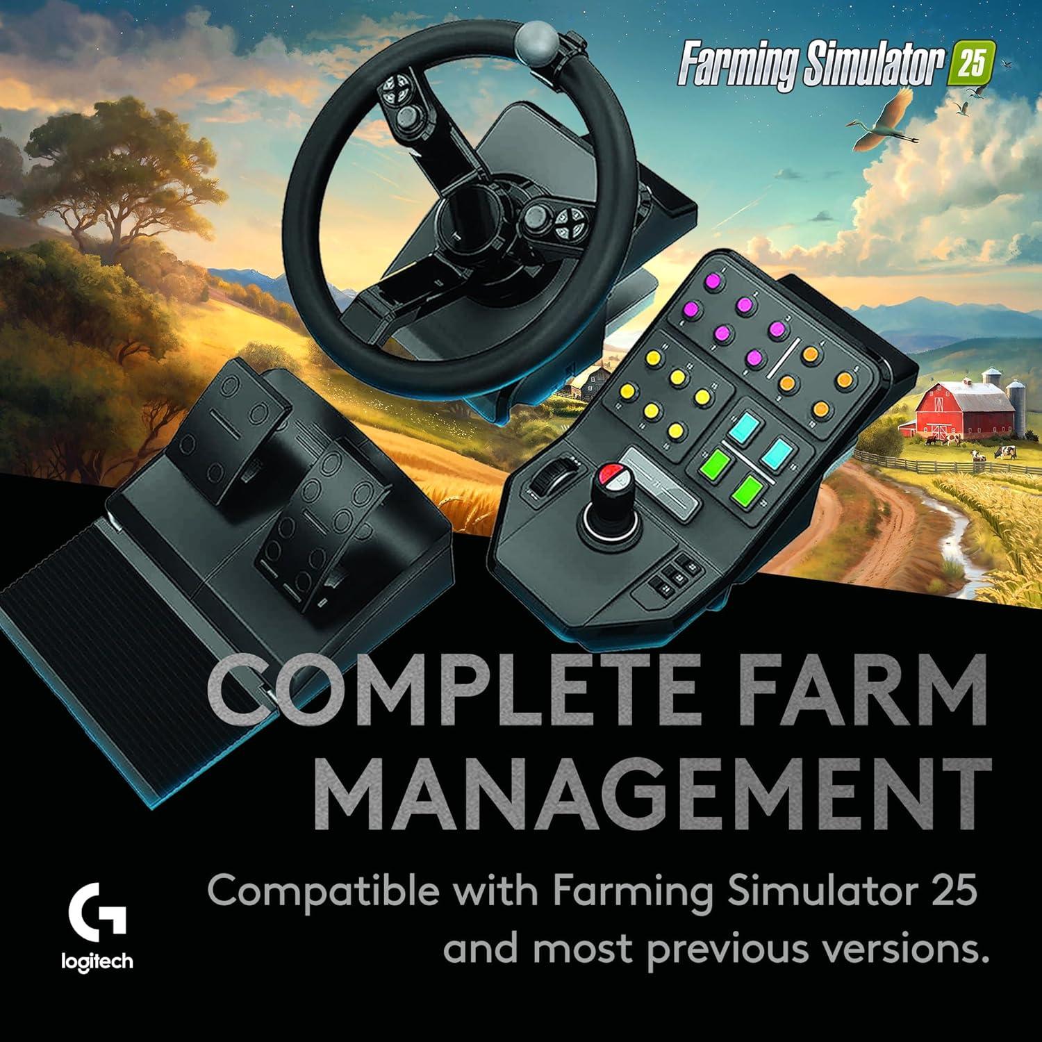 imageLogitech G Farm Simulator Heavy Equipment Bundle 2nd Generation Steering Wheel Controller for Farm Simulation 2025 and Previous Versions Wheel Pedals Vehicle Side Panel Control Deck for PCComplete Bundle