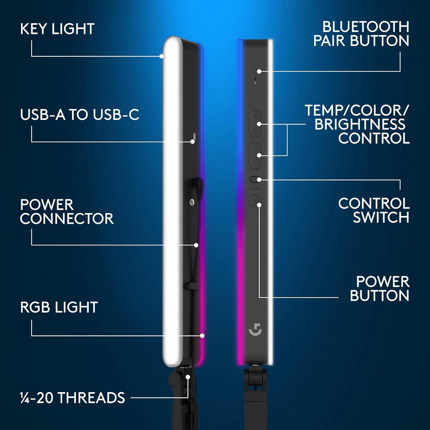 imageLogitech G Litra Beam LED Lights for Gaming Setup Key Light with TrueSoft Adjustable Mount BrightnessColor Temp Desktop App Control for PCMac  GraphiteRGB