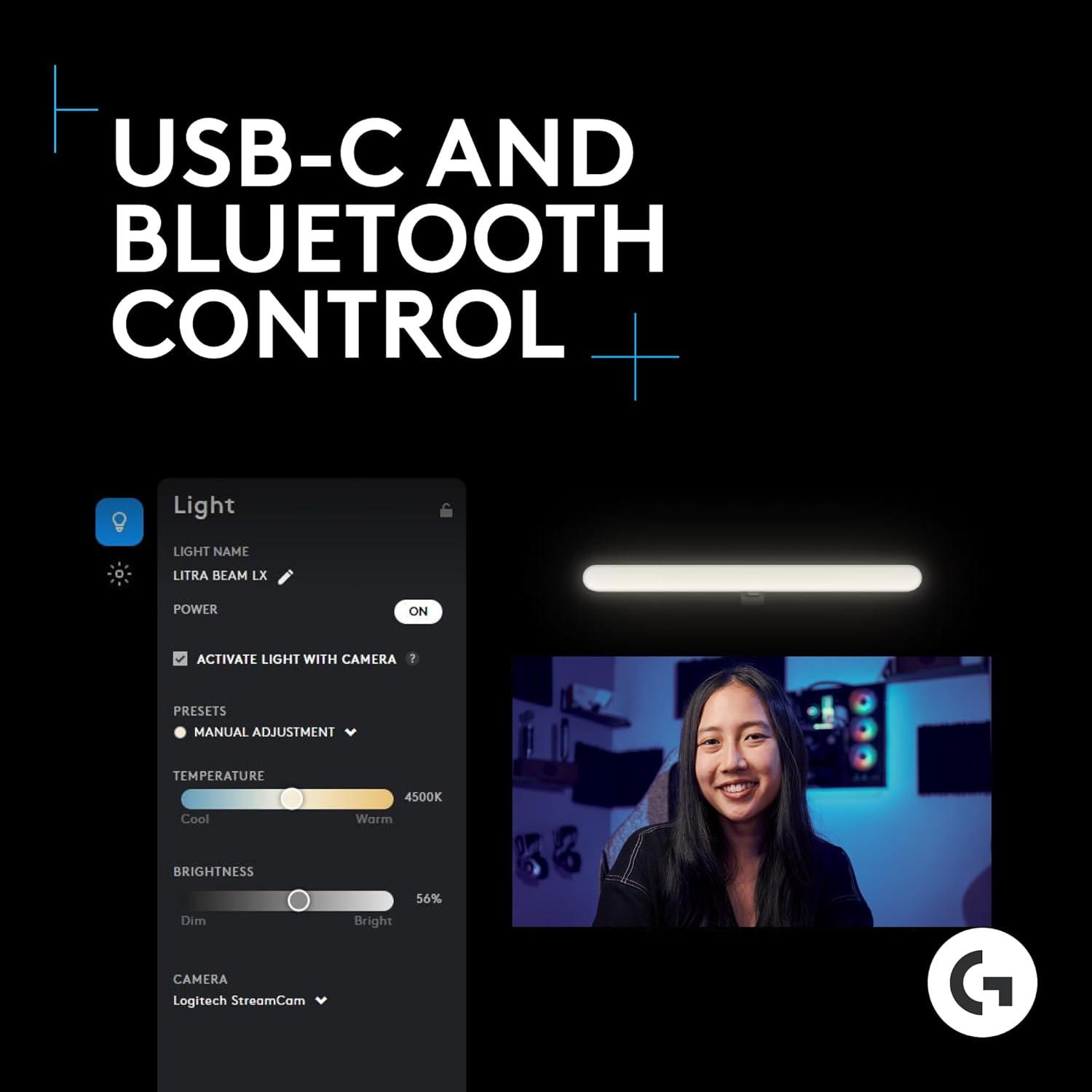 imageLogitech G Litra Beam LED Lights for Gaming Setup Key Light with TrueSoft Adjustable Mount BrightnessColor Temp Desktop App Control for PCMac  GraphiteRGB