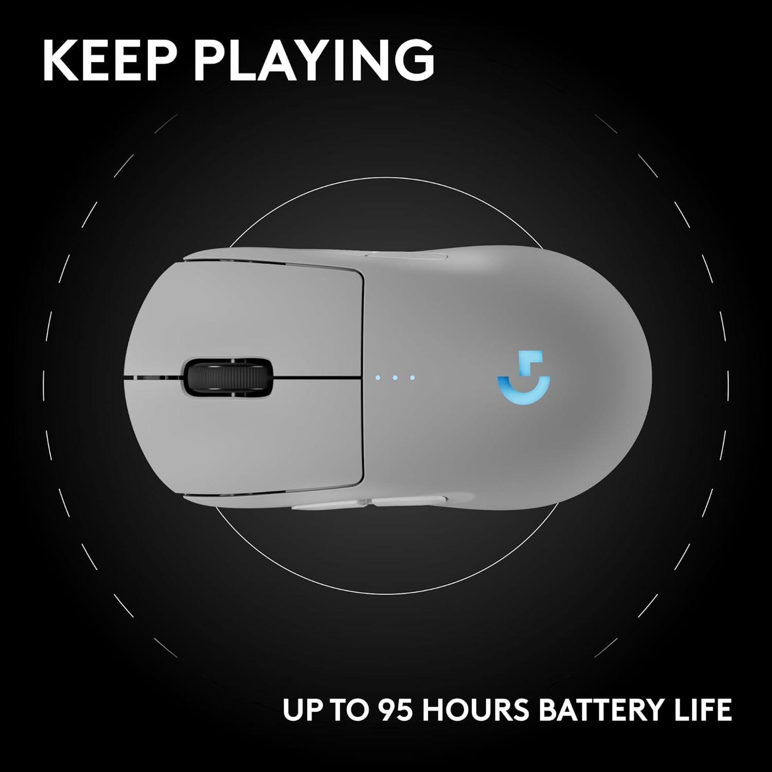 imageLogitech G PRO 2 Lightspeed Wireless Gaming Mouse Right or LeftHanded Mouse with up to 4 Customizable and Switchable Magnetic Side Buttons 44K DPI Sensor USBC Charging for PCMac  WhiteWhite