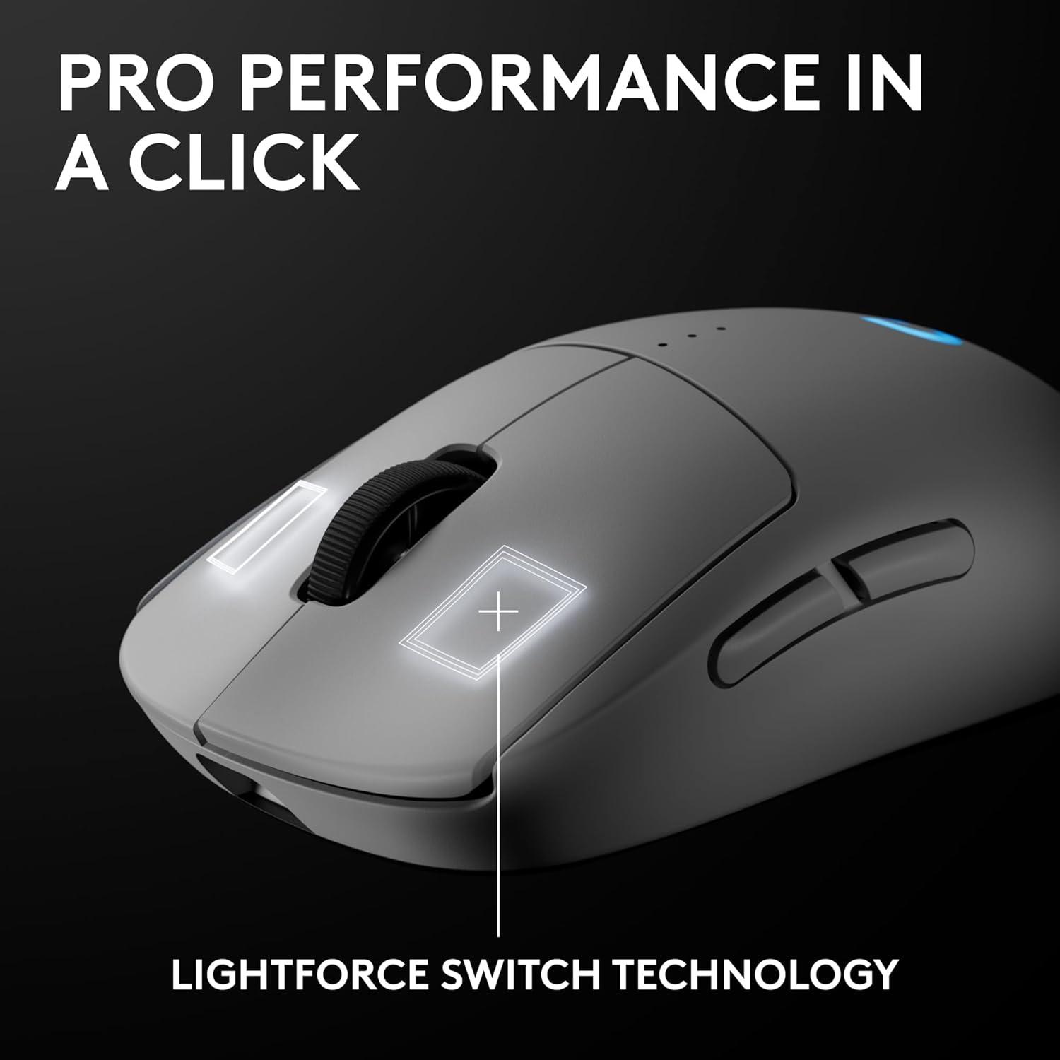 imageLogitech G PRO 2 Lightspeed Wireless Gaming Mouse Right or LeftHanded Mouse with up to 4 Customizable and Switchable Magnetic Side Buttons 44K DPI Sensor USBC Charging for PCMac  WhiteWhite