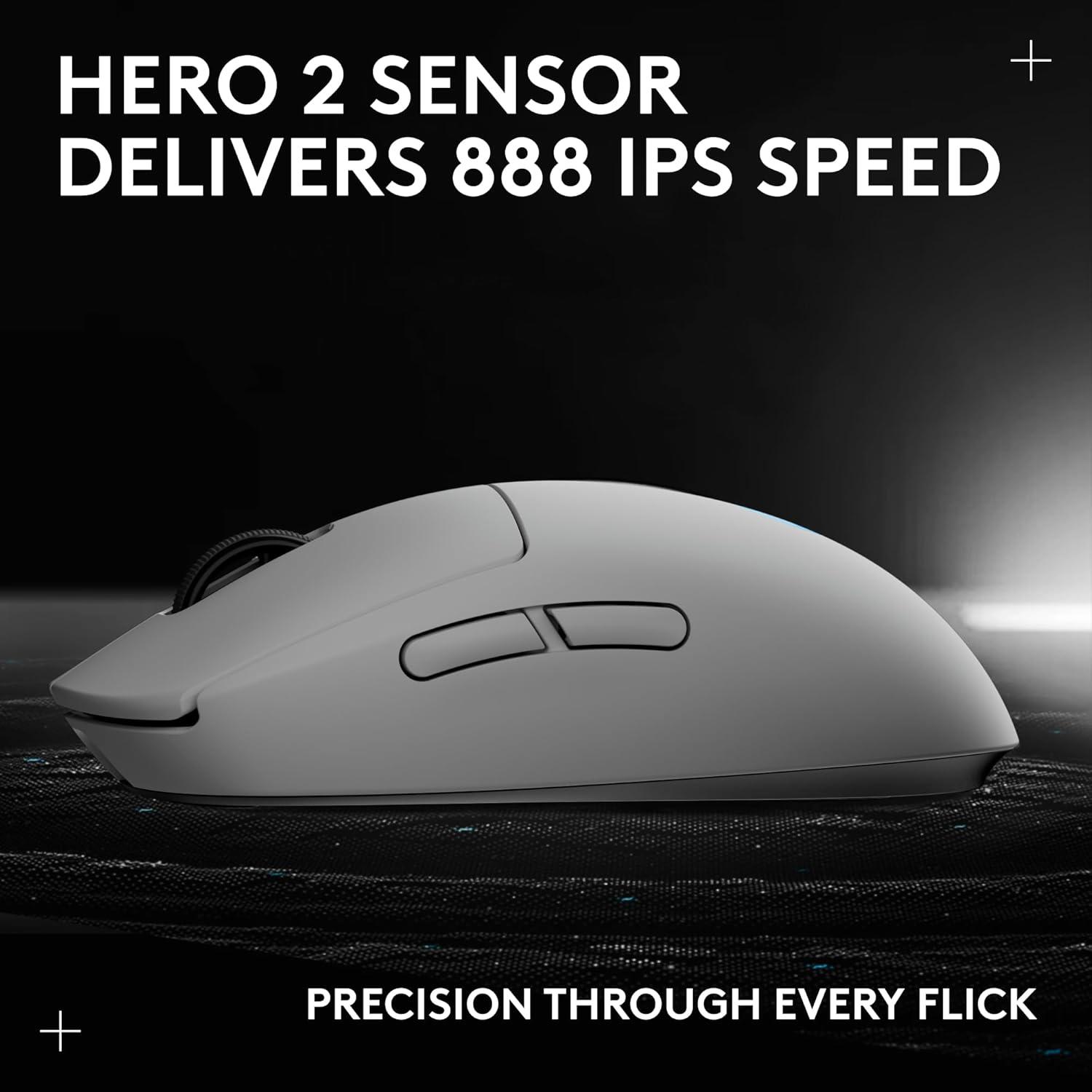 imageLogitech G PRO 2 Lightspeed Wireless Gaming Mouse Right or LeftHanded Mouse with up to 4 Customizable and Switchable Magnetic Side Buttons 44K DPI Sensor USBC Charging for PCMac  WhiteWhite