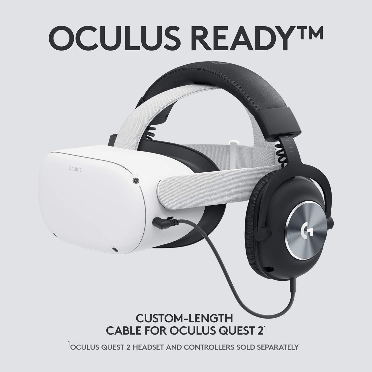 imageLogitech G PRO Gaming Headset for Oculus Quest 2  Oculus Ready  Customlength Cable  PROG Precision Gaming Audio Driver  Steel and Aluminum Build  LowLatency 35 mm Aux Connection