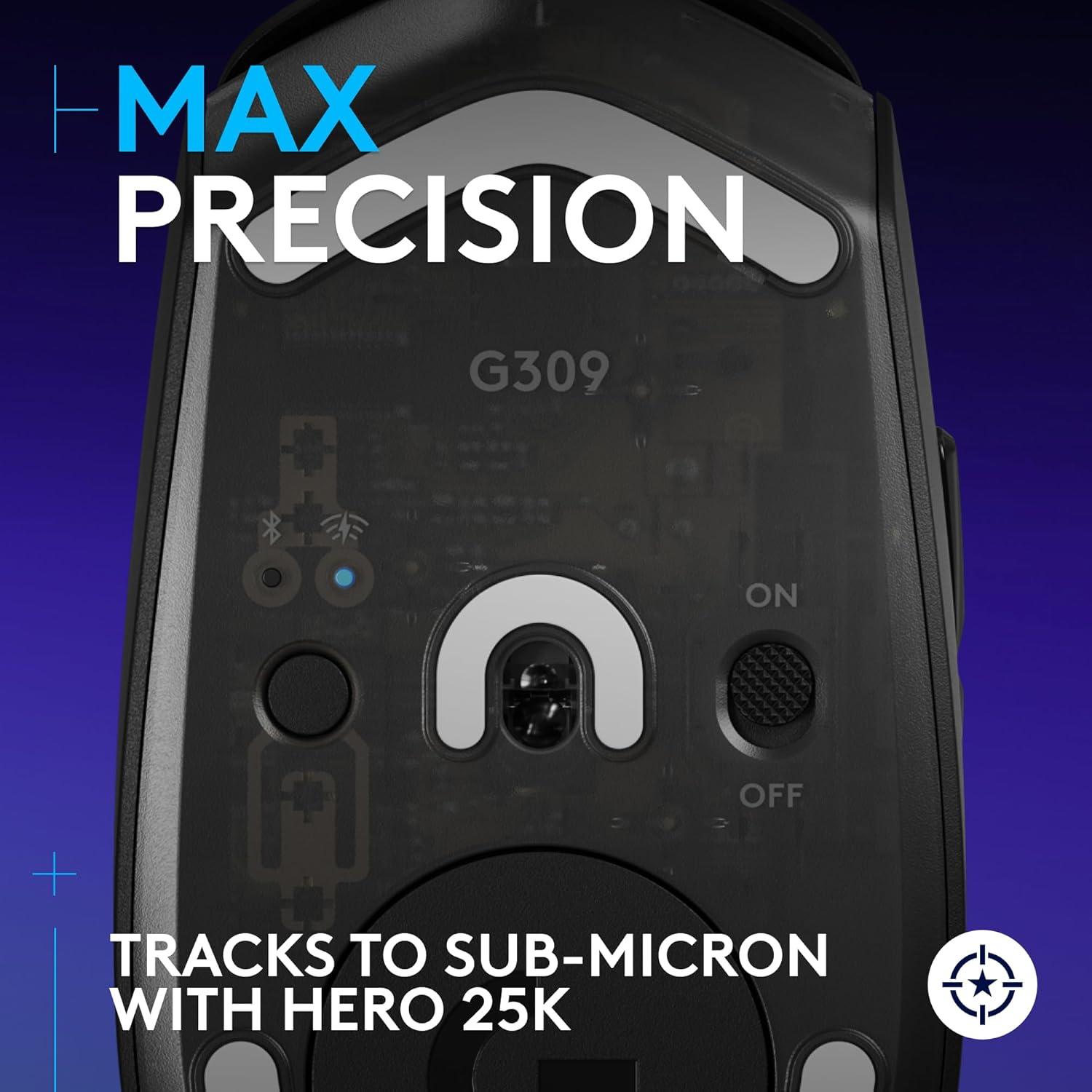 imageLogitech G309 Lightspeed Wireless Gaming Mouse Lightweight LIGHTFORCE Hybrid Switches Hero 25K Sensor 86g ampamp 300 hr Battery Life with AA Battery 6 Programmable Buttons PC ampamp Mac  BlackBlack