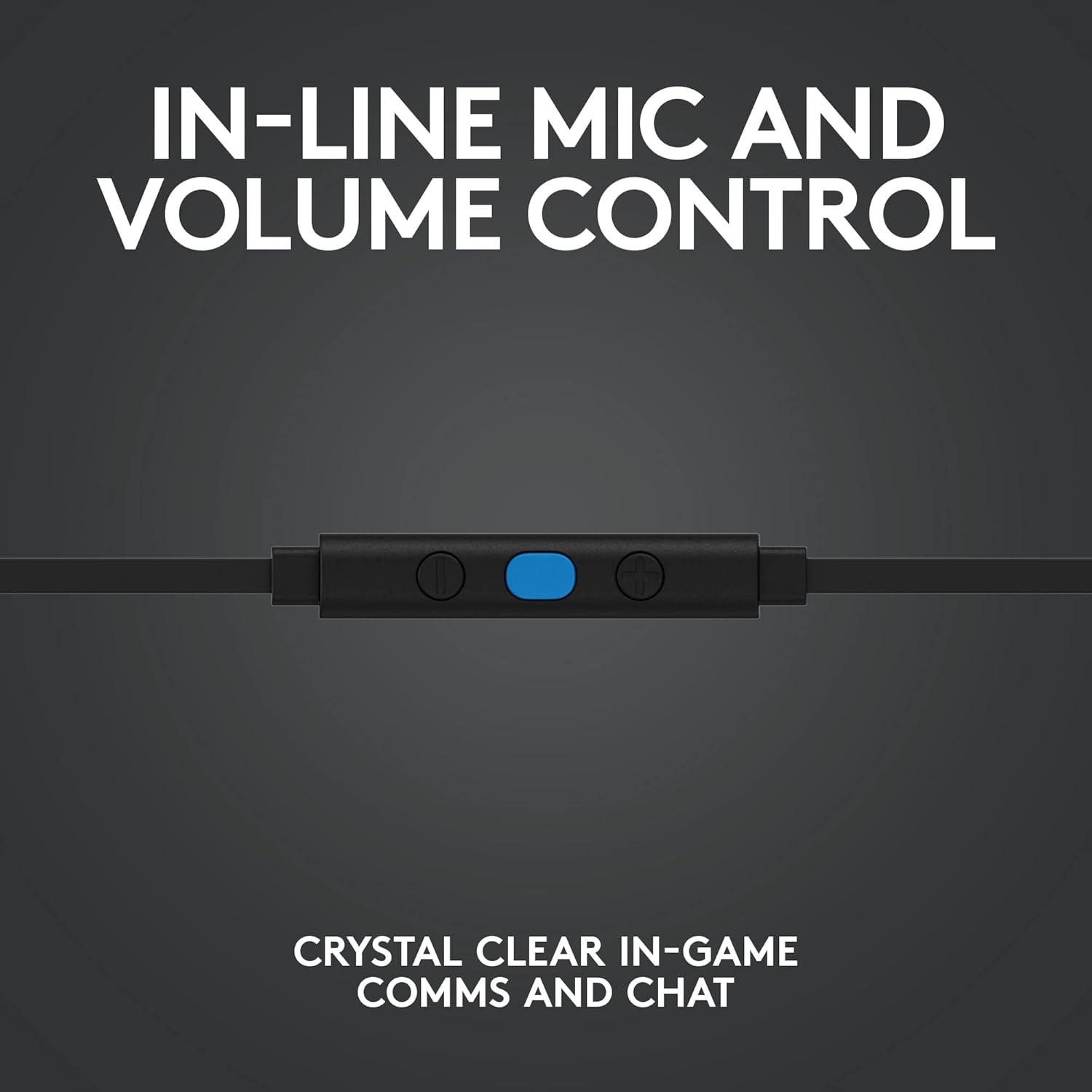 imageLogitech G333 Gaming Earphones with Dual Audio Drivers inline mic and Volume Control Compatible with PCPSXboxNintendoMobile with 35mm Aux or USBC Port  BlackBlack