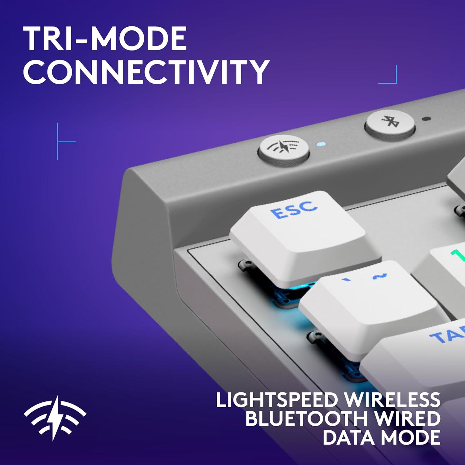 imageLogitech G515 Lightspeed TKL Low Profile Wireless Gaming Keyboard LIGHTSYNC RGB Thin Tenkeyless Design DoubleShot PBT Keycaps Linear Red Mechanical Switches  BlackWhite