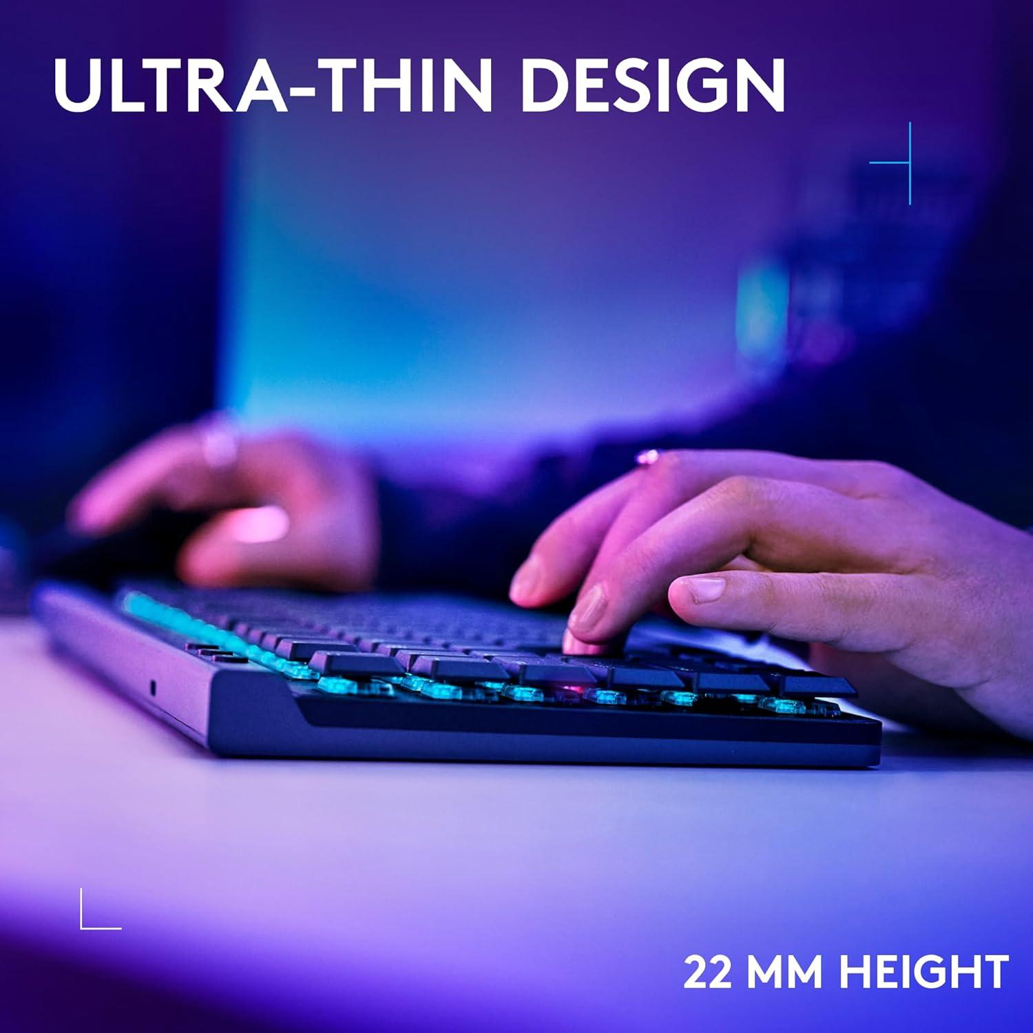 imageLogitech G515 Lightspeed TKL Low Profile Wireless Gaming Keyboard LIGHTSYNC RGB Thin Tenkeyless Design DoubleShot PBT Keycaps Linear Red Mechanical Switches  BlackBlack