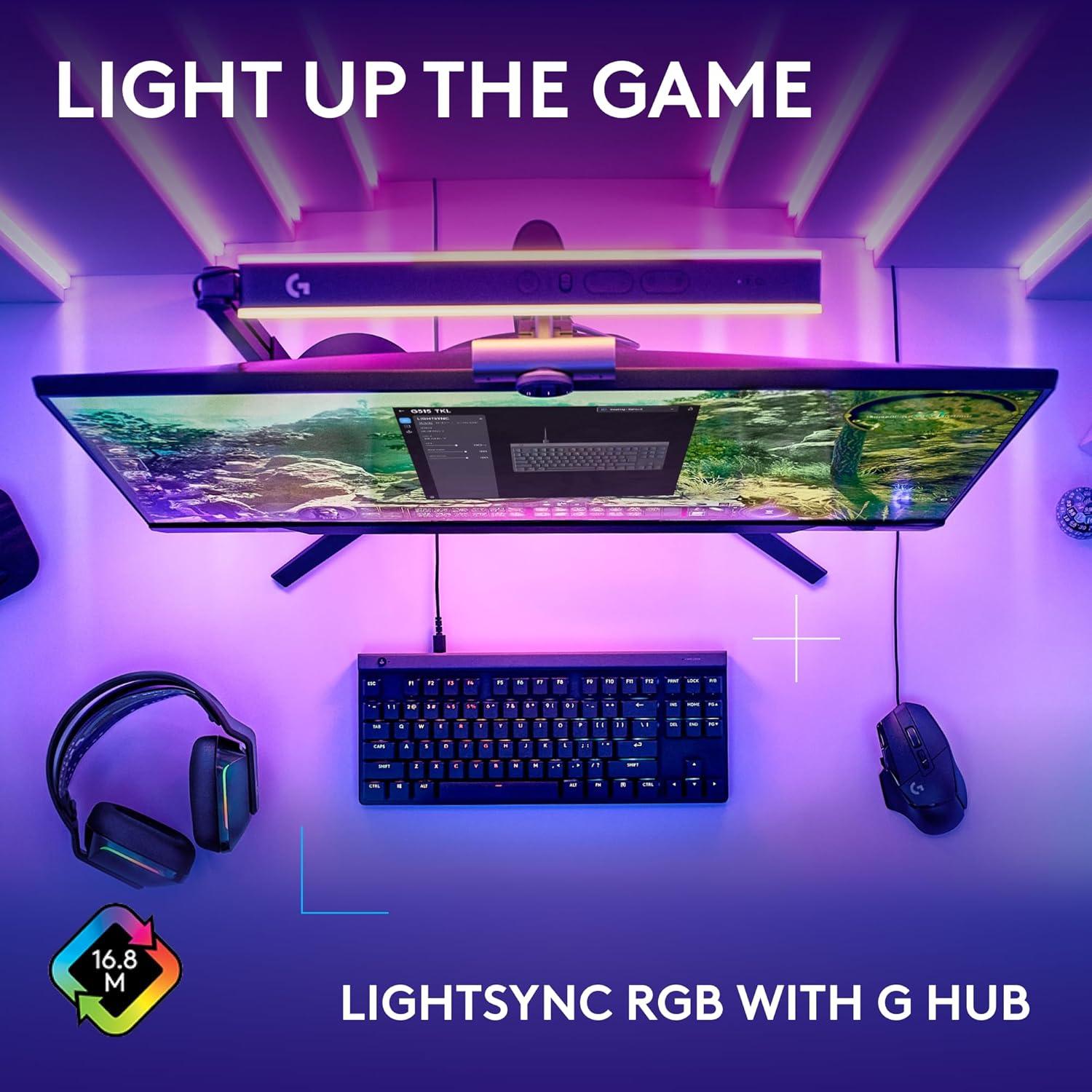 imageLogitech G515 Lightspeed TKL Low Profile Wireless Gaming Keyboard LIGHTSYNC RGB Thin Tenkeyless Design DoubleShot PBT Keycaps Linear Red Mechanical Switches  BlackBlack