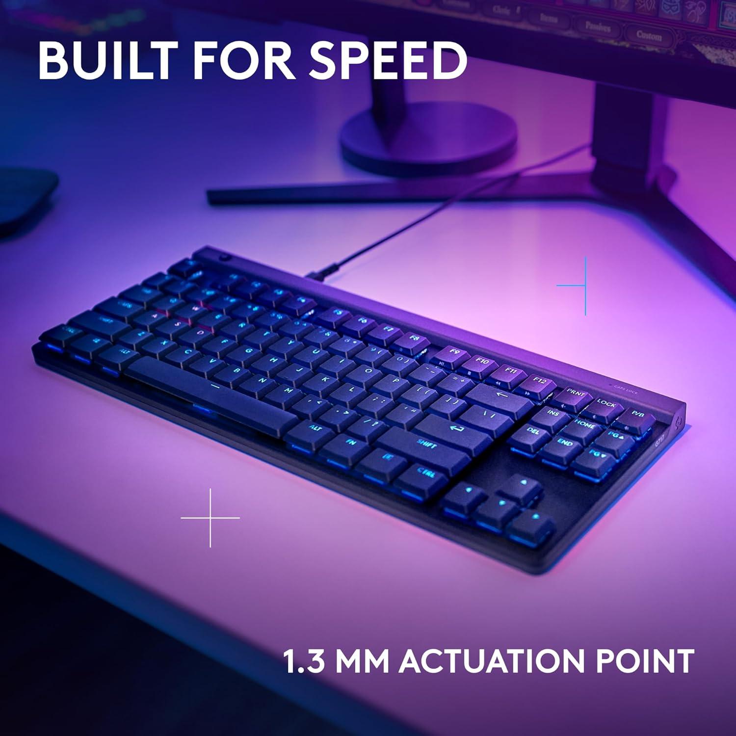 imageLogitech G515 Lightspeed TKL Low Profile Wireless Gaming Keyboard LIGHTSYNC RGB Thin Tenkeyless Design DoubleShot PBT Keycaps Linear Red Mechanical Switches  BlackBlack