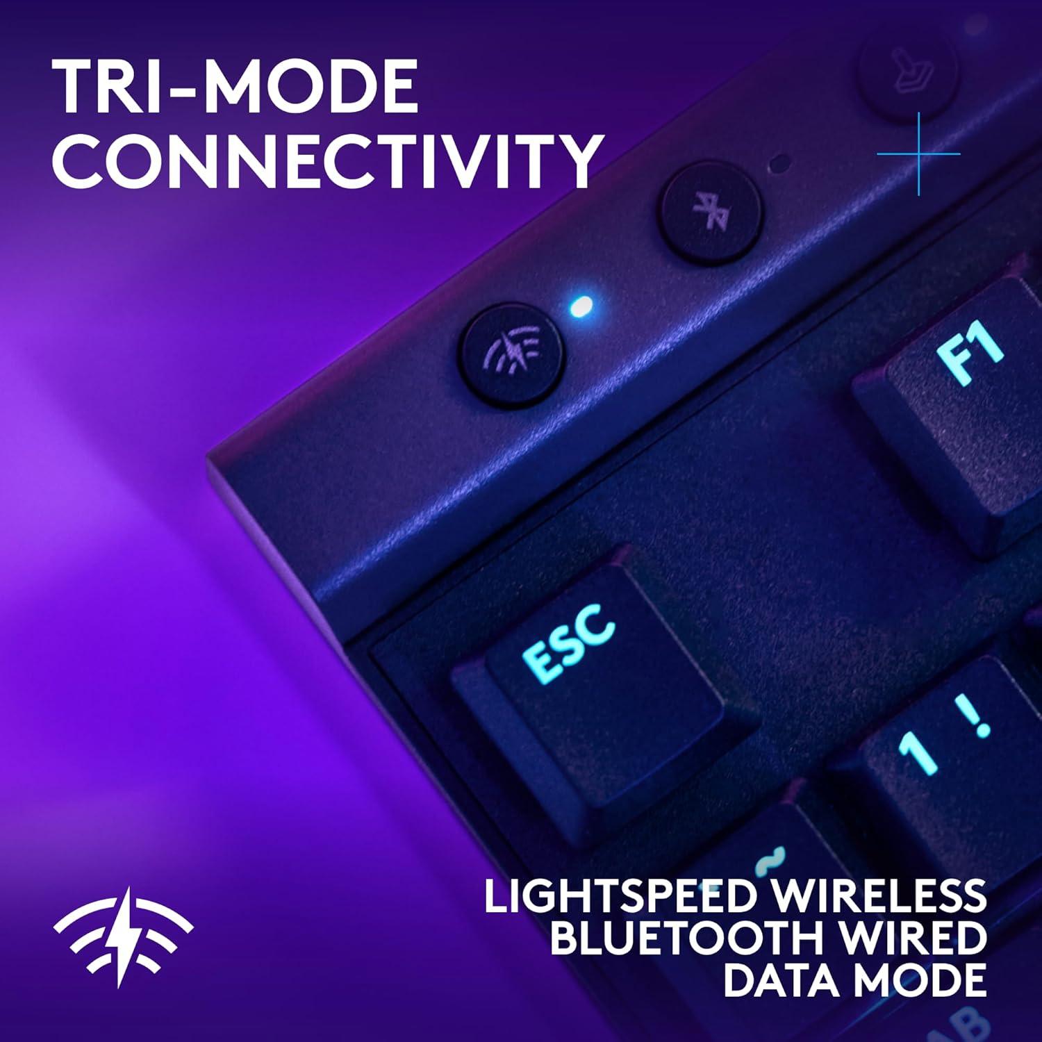 imageLogitech G515 Lightspeed TKL Low Profile Wireless Gaming Keyboard LIGHTSYNC RGB Thin Tenkeyless Design DoubleShot PBT Keycaps Linear Red Mechanical Switches  BlackBlack