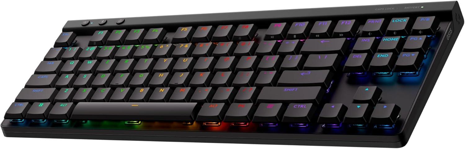 imageLogitech G515 Lightspeed TKL Low Profile Wireless Gaming Keyboard LIGHTSYNC RGB Thin Tenkeyless Design DoubleShot PBT Keycaps Linear Red Mechanical Switches  BlackBlack