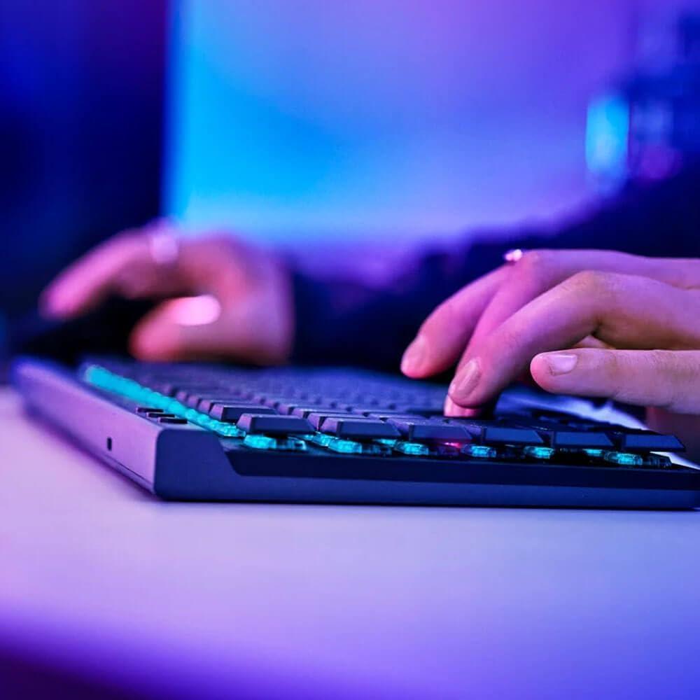 imageLogitech G515 Lightspeed TKL Low Profile Wireless Gaming Keyboard LIGHTSYNC RGB Thin Tenkeyless Design DoubleShot PBT Keycaps Linear Red Mechanical Switches  BlackBlack