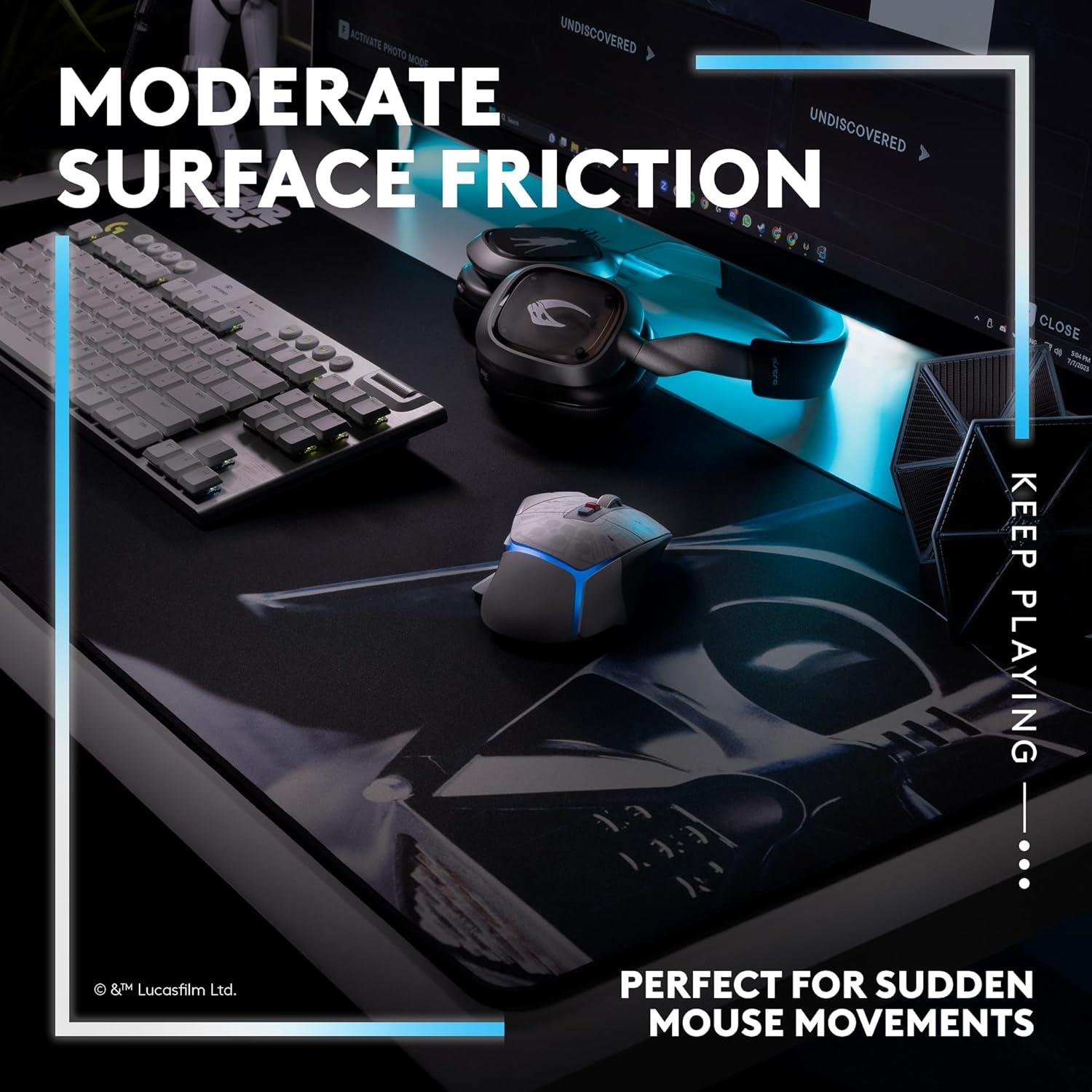 imageLogitech G640 SE Large Cloth Gaming Mouse Pad Optimized for Gaming Sensors Moderate Surface Friction NonSlip Mouse Mat  10th AnniversaryDarth Vader Edition