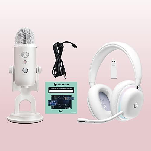 imageLogitech G735 Wireless Gaming Headset  Blue Yeti Premium USB Gaming Microphone Combo for Streaming with Exclusive Streamlabs Themes PCMac  White MistHeadset  Microphone