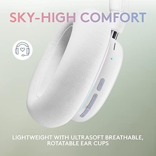 imageLogitech G735 Wireless Gaming Headset Customizable LIGHTSYNC RGB Lighting Bluetooth 35 MM Aux Compatible with PC Mobile Devices Detachable Mic  White Mist