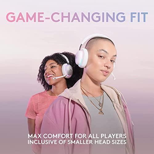 imageLogitech G735 Wireless Gaming Headset Customizable LIGHTSYNC RGB Lighting Bluetooth 35 MM Aux Compatible with PC Mobile Devices Detachable Mic  White Mist