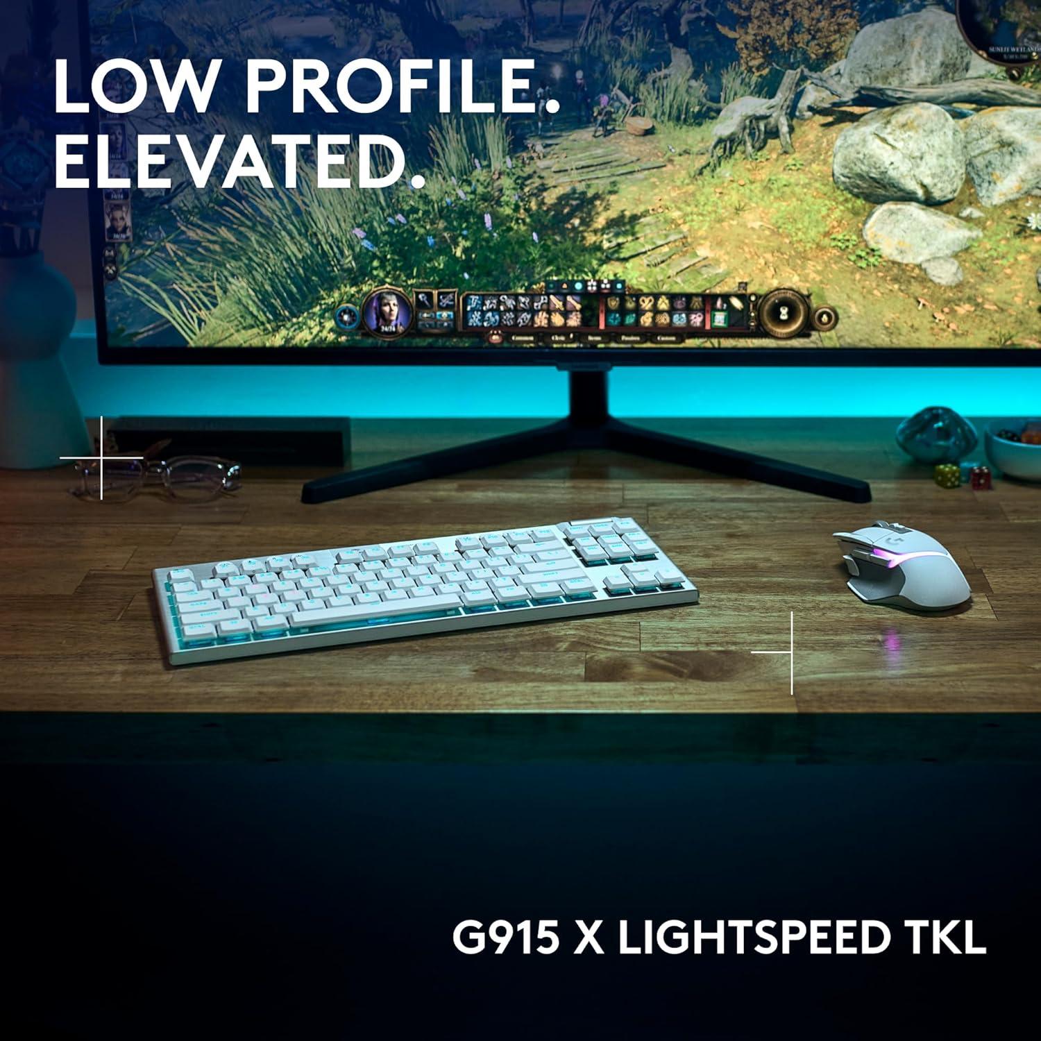 imageLogitech G915 X Lightspeed TKL Wireless Mechanical Gaming Keyboard DoubleShot PBT Keycaps Fully Programmable Keys RGB Backlit MacPC Gaming Keyboards Aluminum Finish GL Tactile Switches White