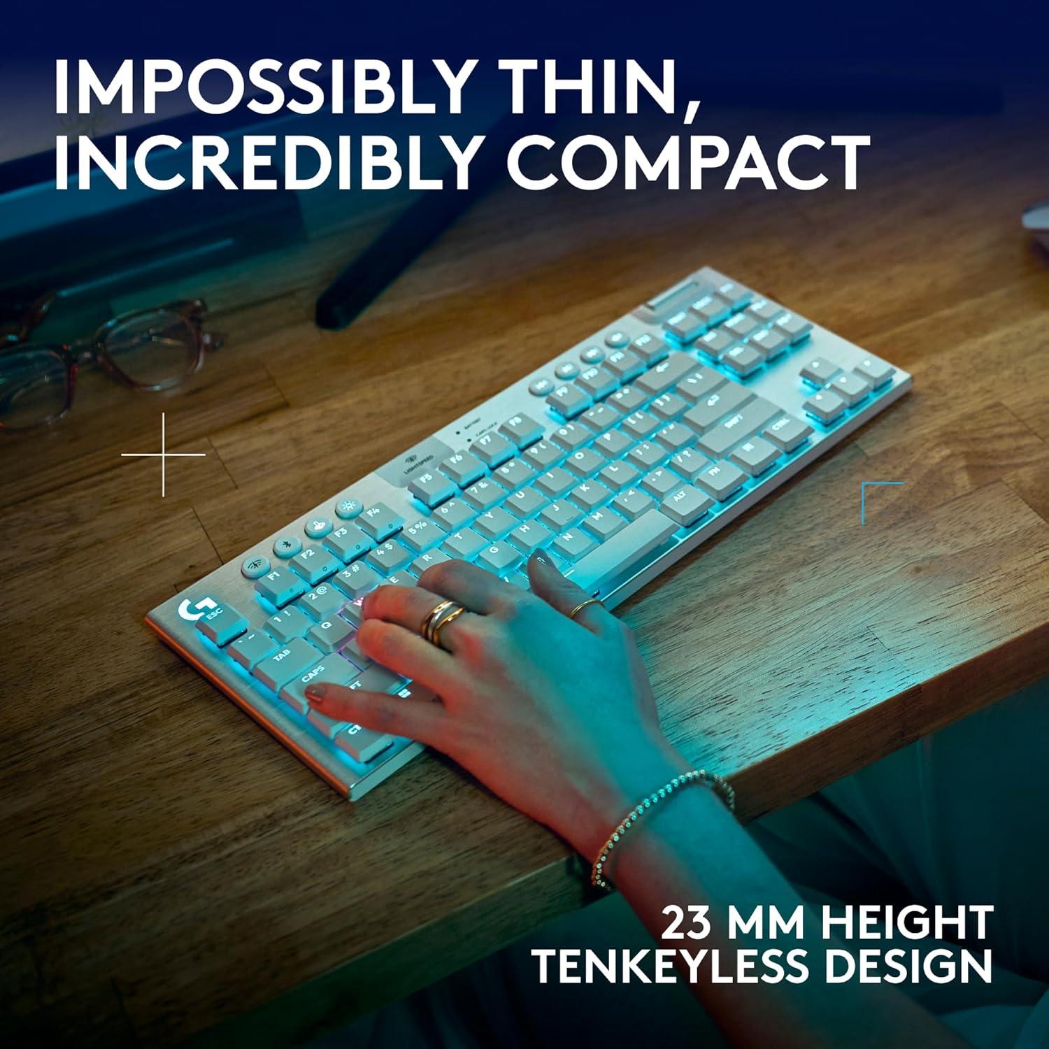 imageLogitech G915 X Lightspeed TKL Wireless Mechanical Gaming Keyboard DoubleShot PBT Keycaps Fully Programmable Keys RGB Backlit MacPC Gaming Keyboards Aluminum Finish GL Tactile Switches White