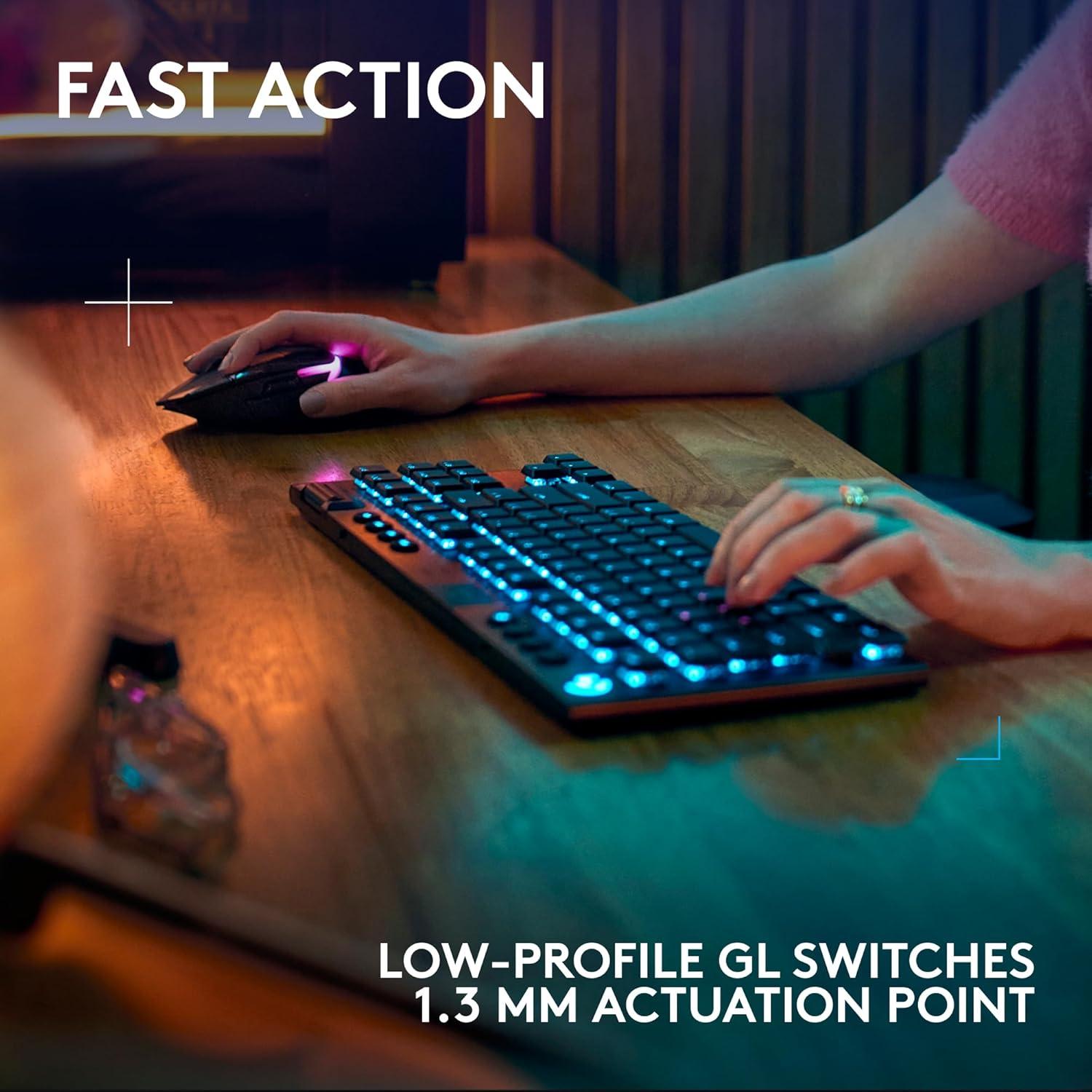 imageLogitech G915 X Lightspeed TKL Wireless Mechanical Gaming Keyboard DoubleShot PBT Keycaps Fully Programmable Keys RGB Backlit MacPC Gaming Keyboards Aluminum Finish GL Clicky Switches Black
