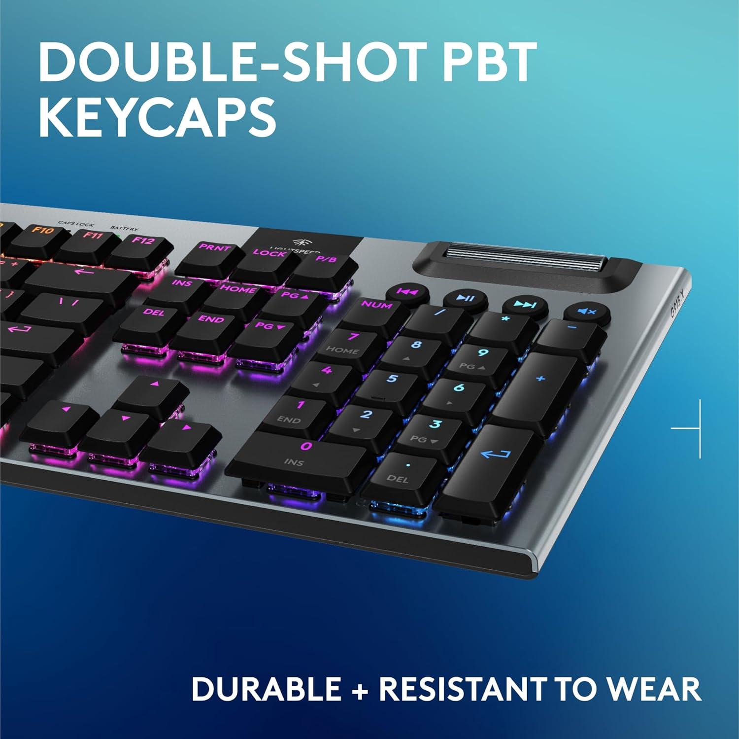 imageLogitech G915 X Lightspeed Wireless Mechanical Gaming Keyboard DoubleShot PBT Keycaps Fully Programmable Keys RGB Backlit MacPC Gaming Keyboards Aluminum Finish GL Tactile Switches Black