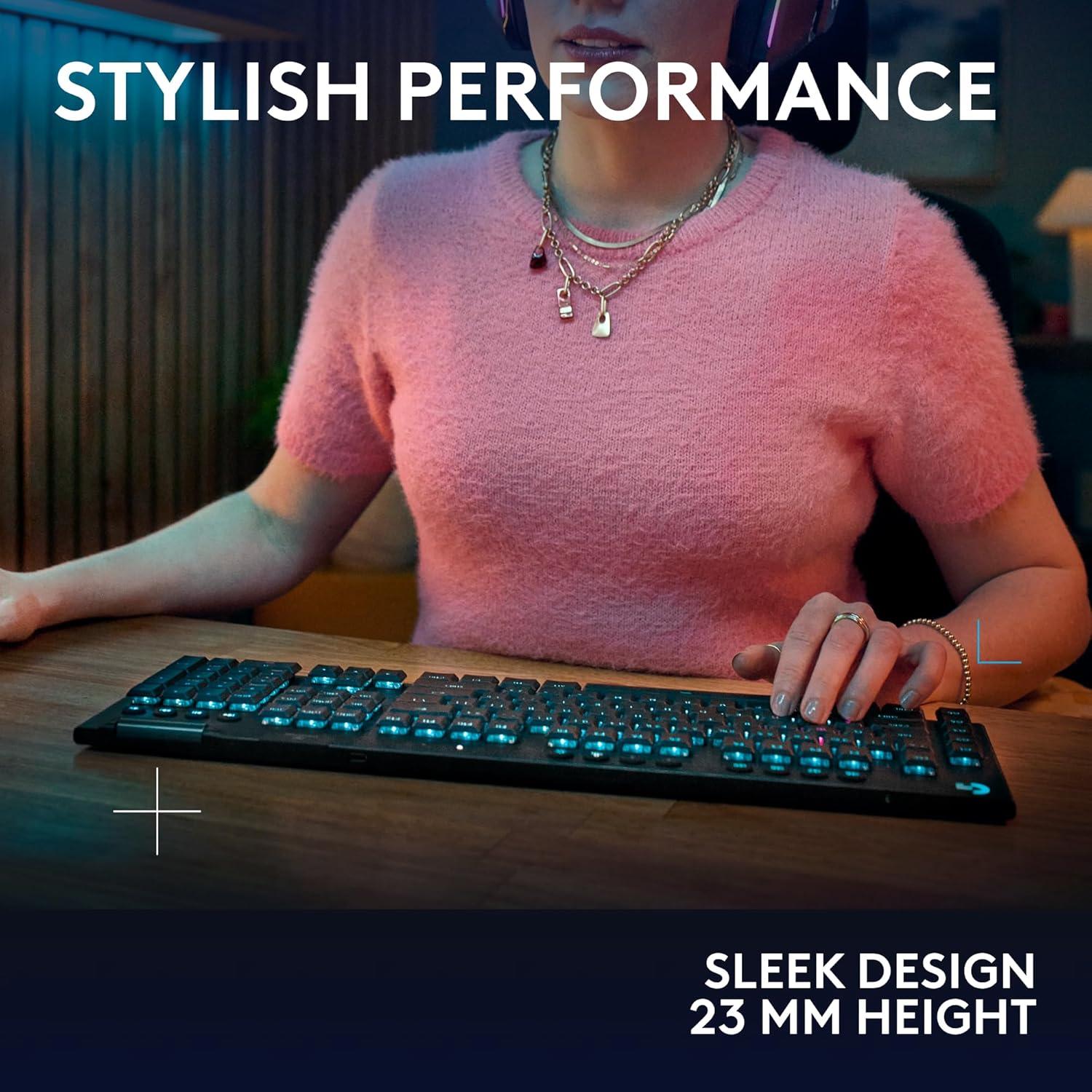 imageLogitech G915 X Lightspeed Wireless Mechanical Gaming Keyboard DoubleShot PBT Keycaps Fully Programmable Keys RGB Backlit MacPC Gaming Keyboards Aluminum Finish GL Tactile Switches Black