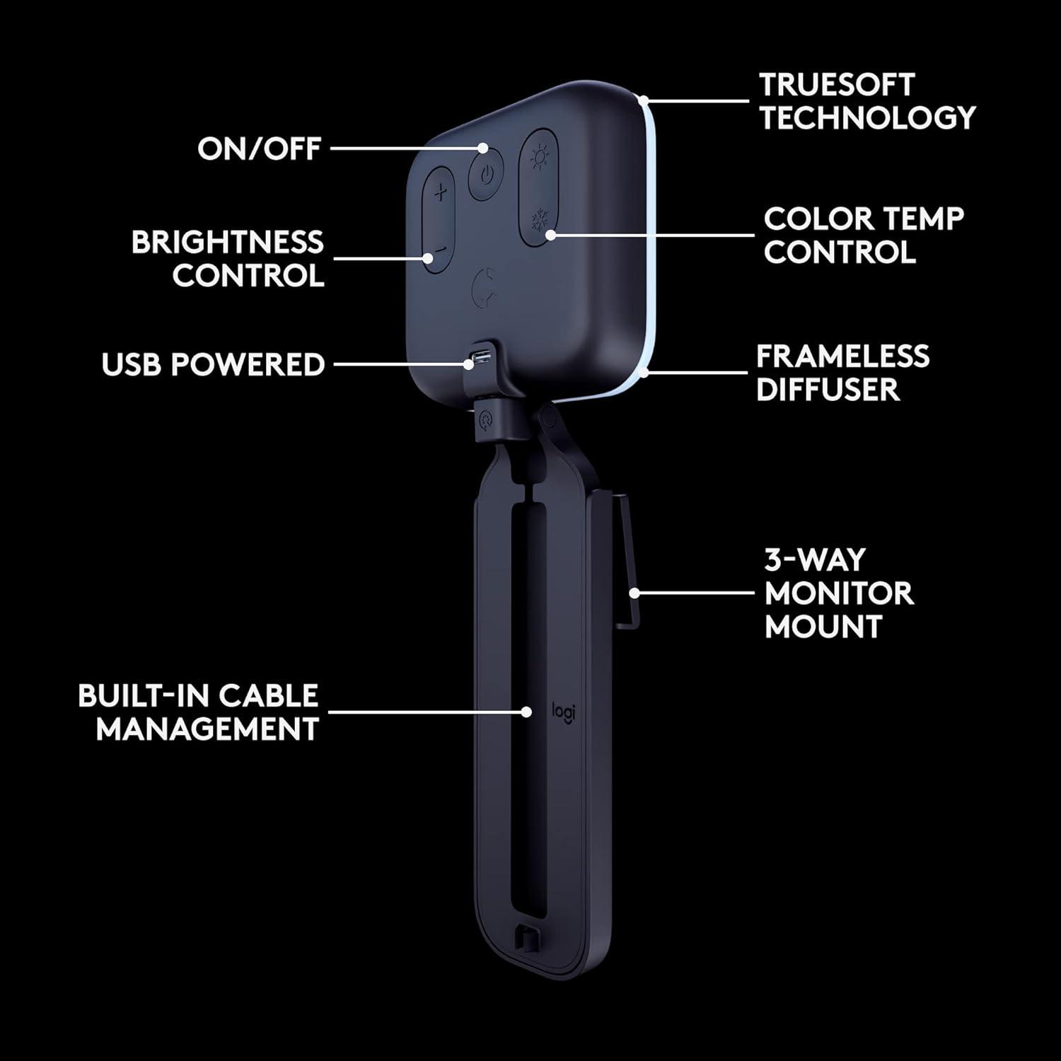 imageLogitech for Creators Litra Glow Premium LED Streaming Light with TrueSoft adjustable mount video lighting for recording streams PCMac  GraphiteLitra Glow