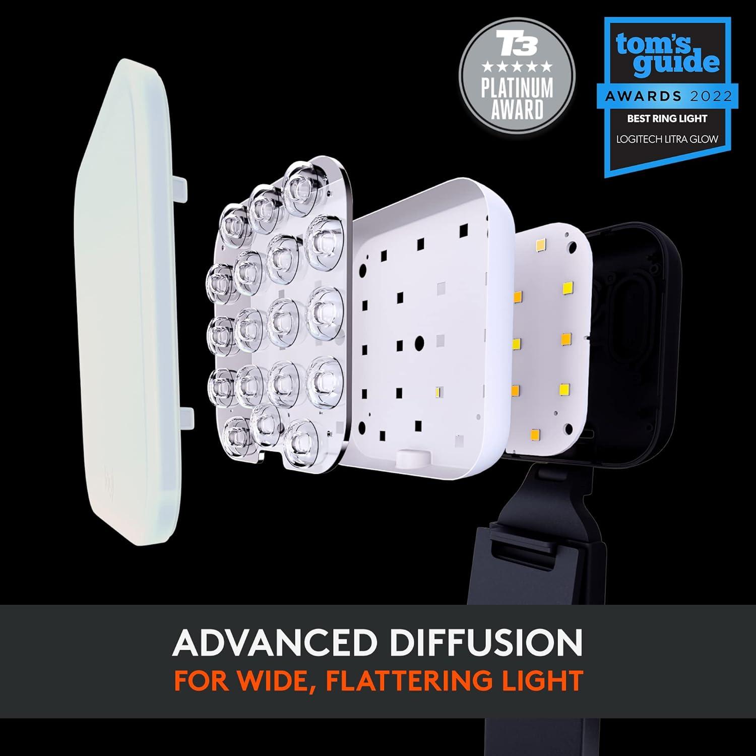imageLogitech for Creators Litra Glow Premium LED Streaming Light with TrueSoft adjustable mount video lighting for recording streams PCMac  GraphiteLitra Glow