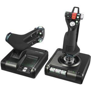 imageLogitech G Saitek X52 Pro Flight Control System Controller and Joystick Simulator LCD Display Illuminated Buttons 2xUSB PC  BlackSilver