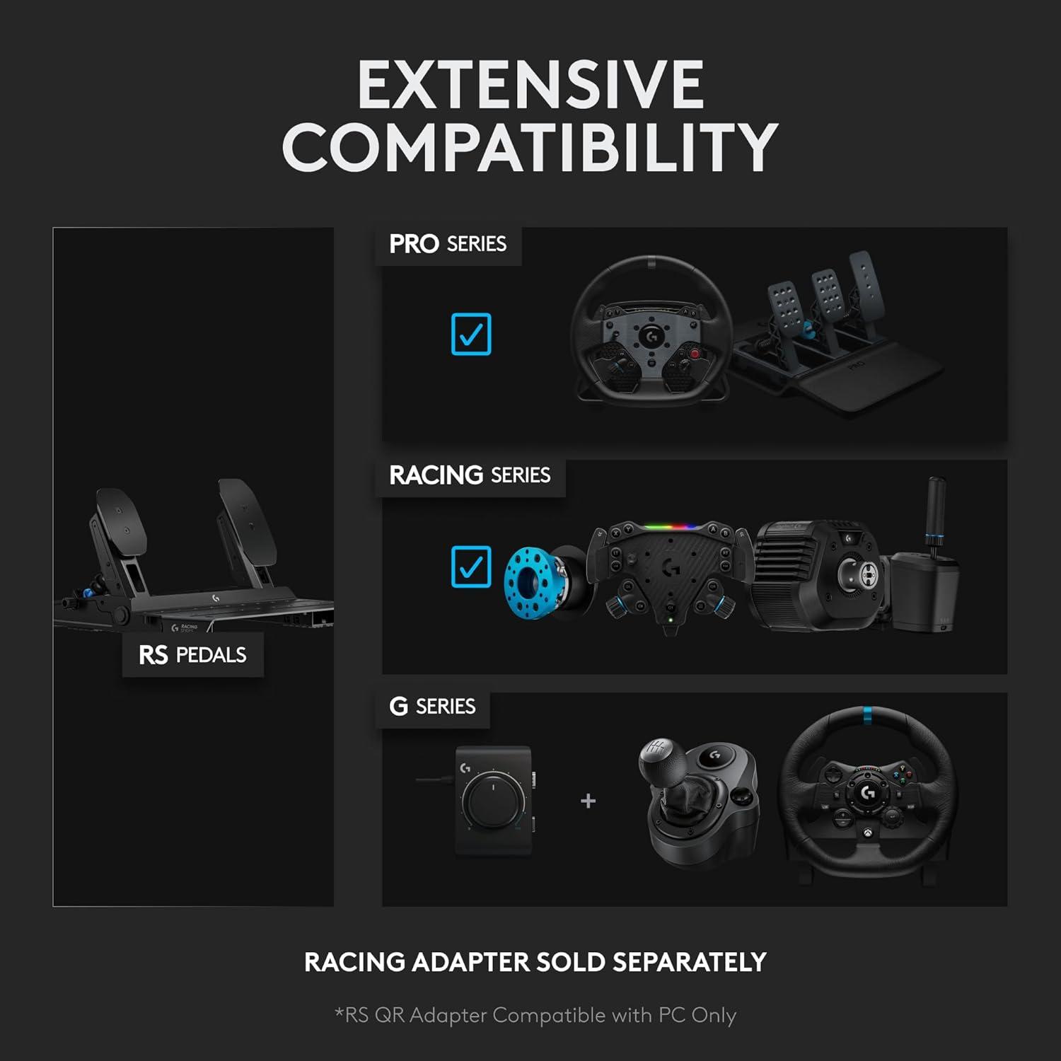 imageLogitech G RS Pedals  Sim Racing Pedals with 75 kg Load Cell Brake Adjustable Pedal Positions Modular Design Robust Extendable Steel Frame