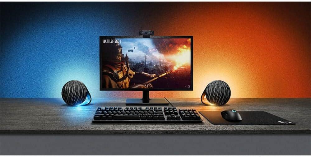 imageLogitech G560 PC Gaming Speaker System with 71 DTSX Ultra Surround Sound Game based LIGHTSYNC RGB Two Speakers and Subwoofer Bluetooth USB Immersive Gaming Experience  BlackSpeakers