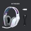 imageLogitech G733 Lightspeed RGB Wireless Gaming Headset with Suspension Headband Kamisato Ayaka Special Edition LIGHTSYNC RGB Blue Voce mic Technology and PROG Audio DriversWhite