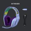 imageLogitech G733 Lightspeed RGB Wireless Gaming Headset with Suspension Headband Kamisato Ayaka Special Edition LIGHTSYNC RGB Blue Voce mic Technology and PROG Audio DriversLilac